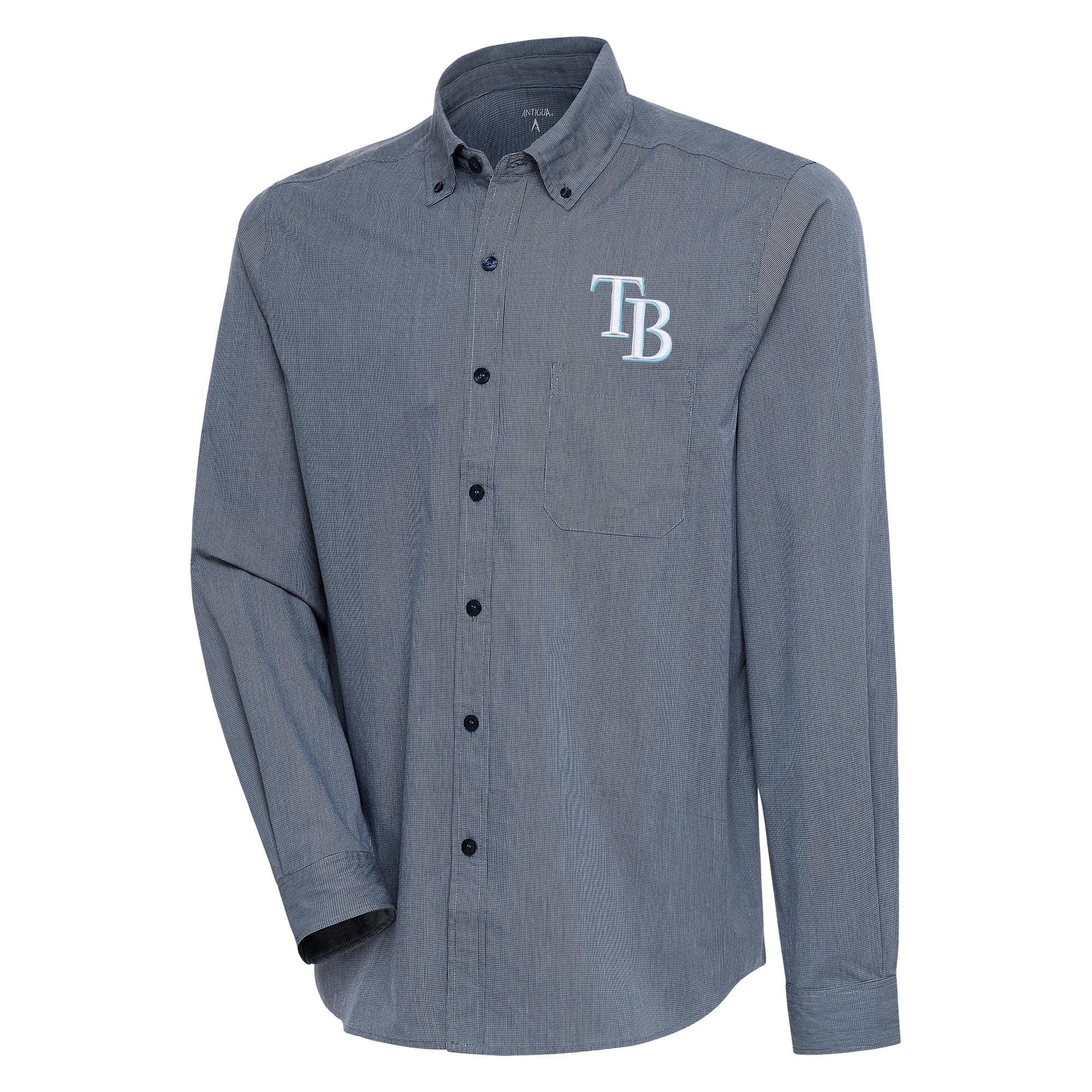 Men's Tampa Bay Rays  Antigua Navy/White Compression Long Sleeve Button-Down Shirt