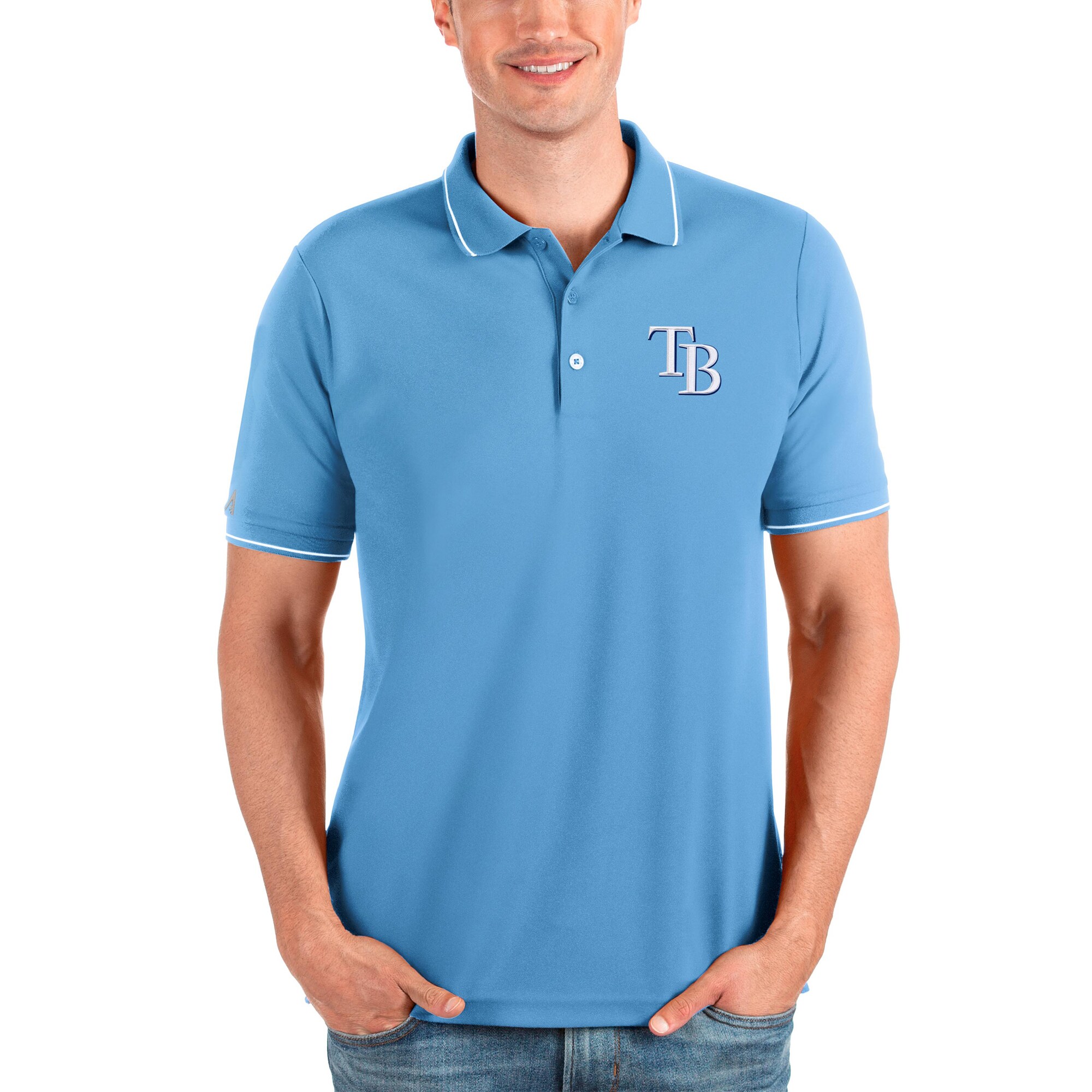 Men's Tampa Bay Rays Antigua Powder Blue Affluent Polo