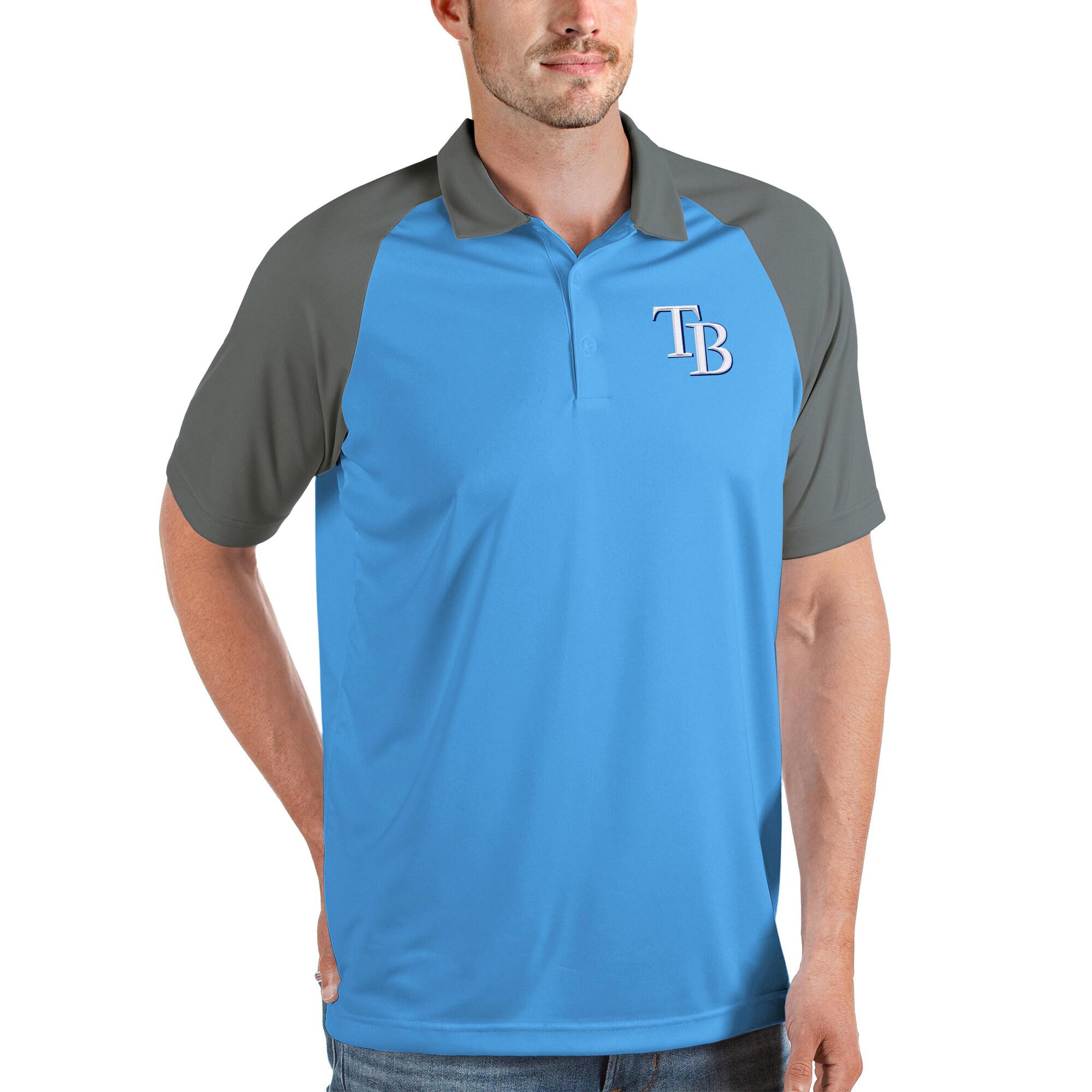 Men's Tampa Bay Rays Antigua Powder Blue/Gray Nova Polo