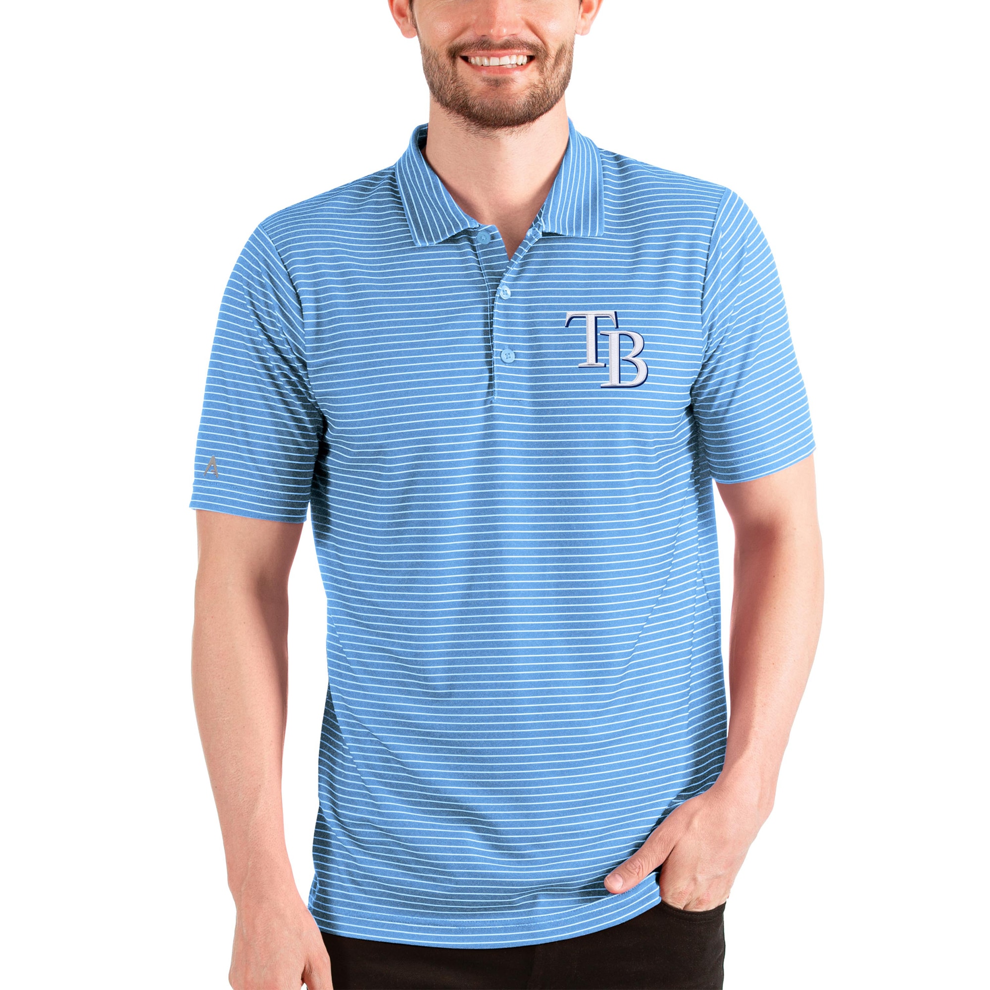 Men's Tampa Bay Rays Antigua Powder Blue/White Esteem Polo