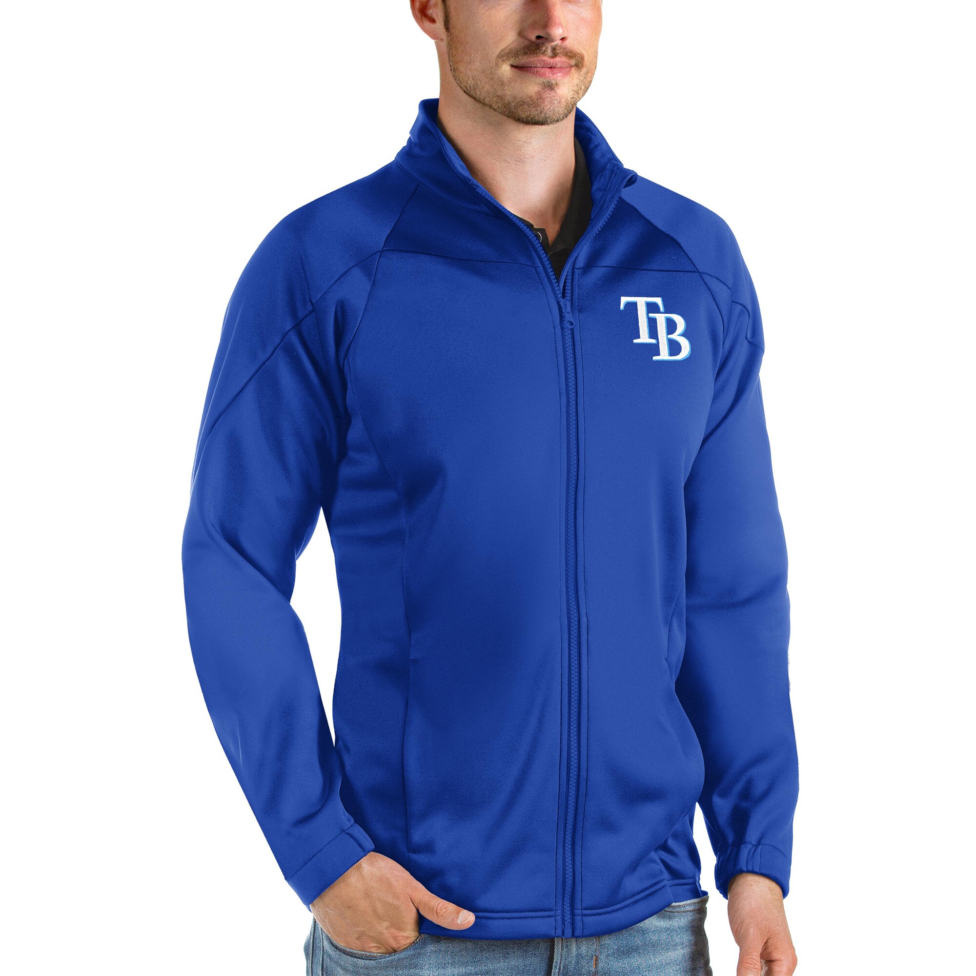 Men's Tampa Bay Rays Antigua Royal Links Full-Zip Golf Jacket