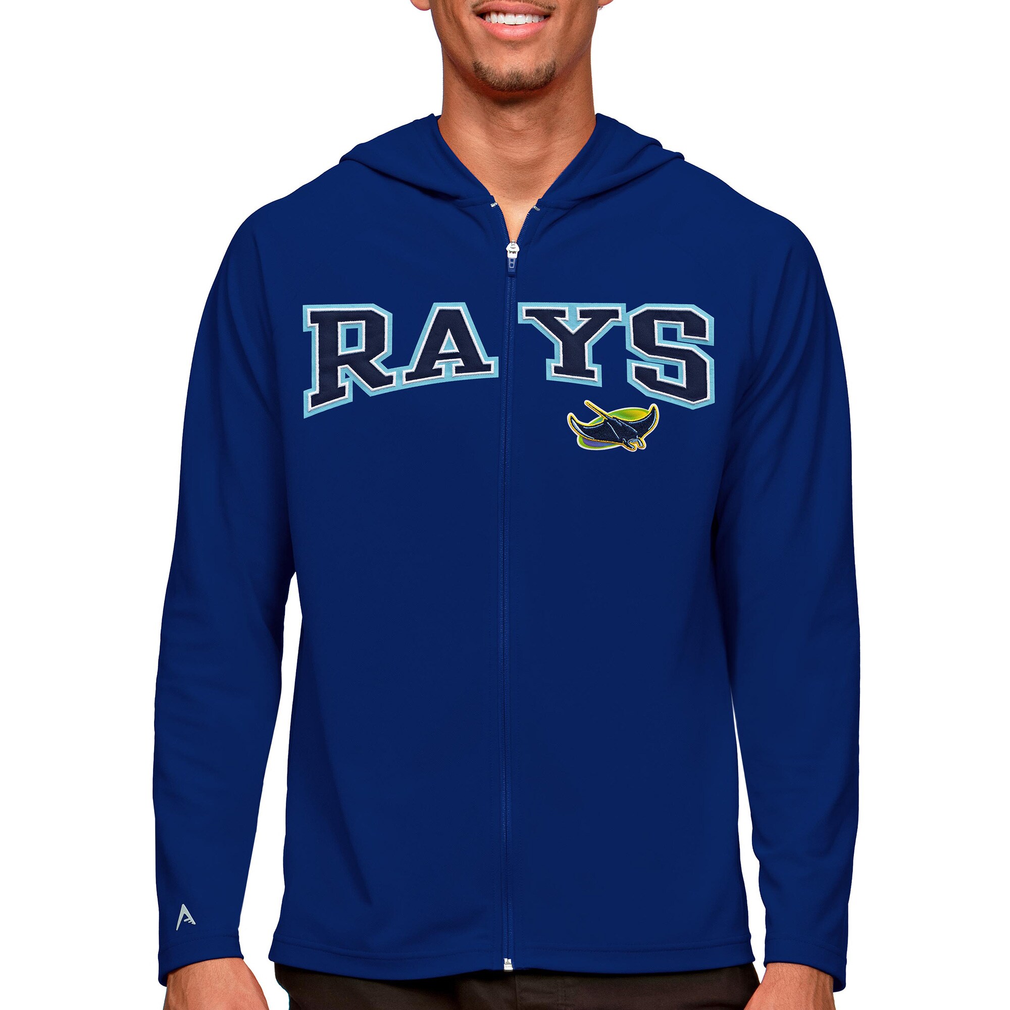 Men's Tampa Bay Rays Antigua Royal Wordmark Legacy Full-Zip Hoodie