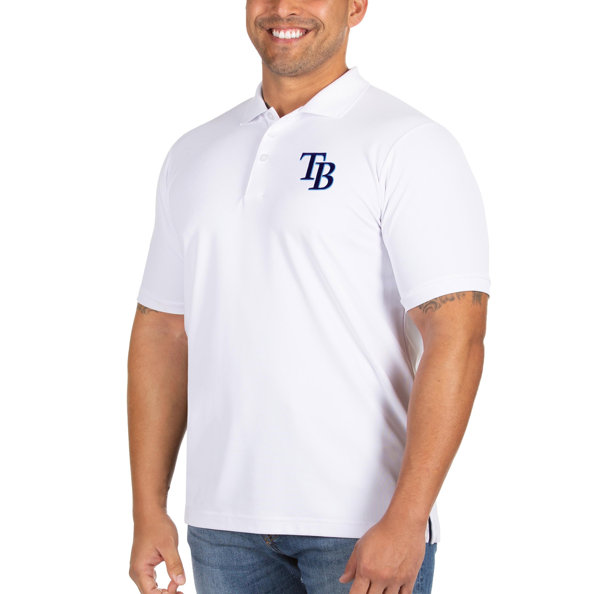 Men's Tampa Bay Rays Antigua White Big & Tall Legacy Pique Polo