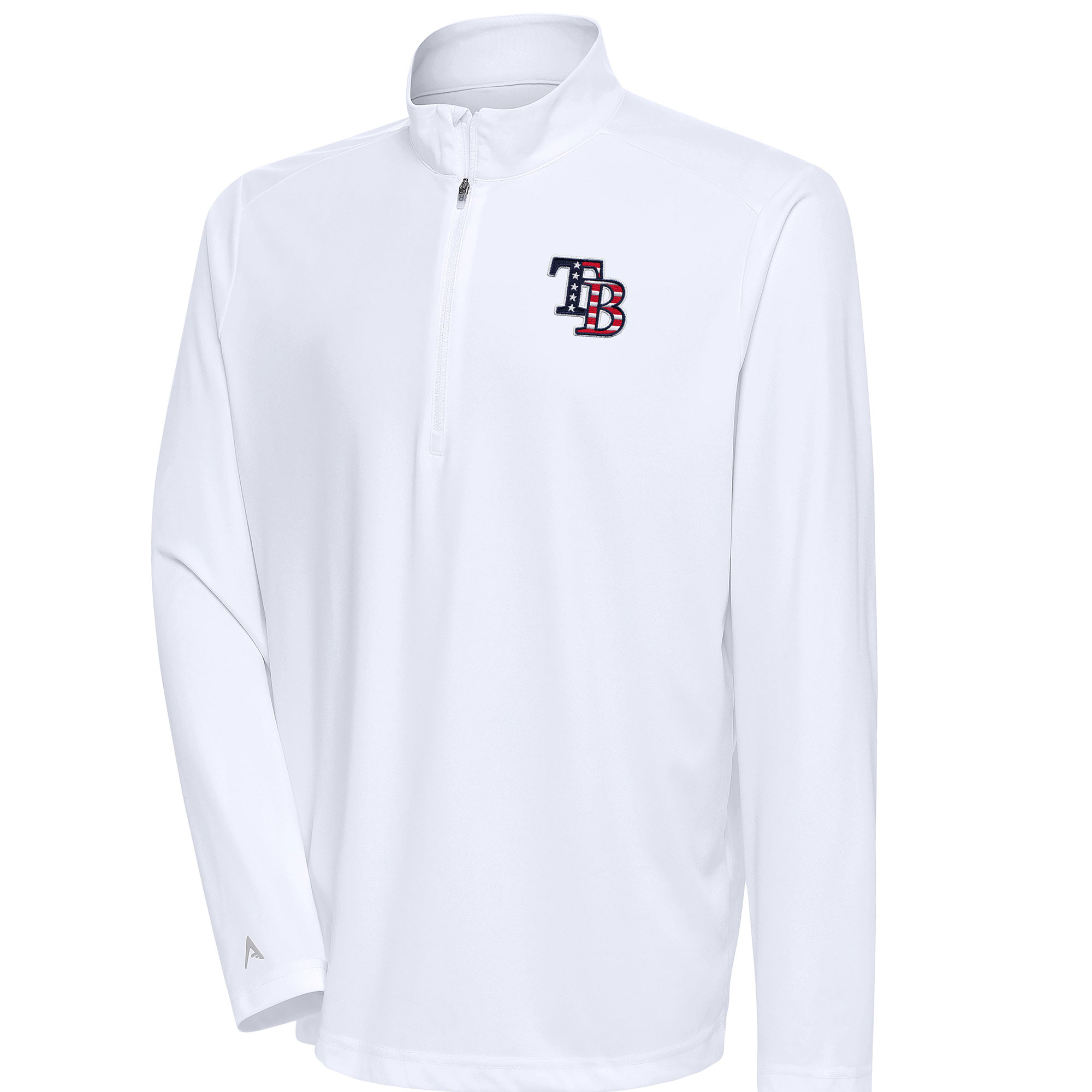 Men's Tampa Bay Rays  Antigua White Patriotic Tribute Quarter-Zip Pullover Top