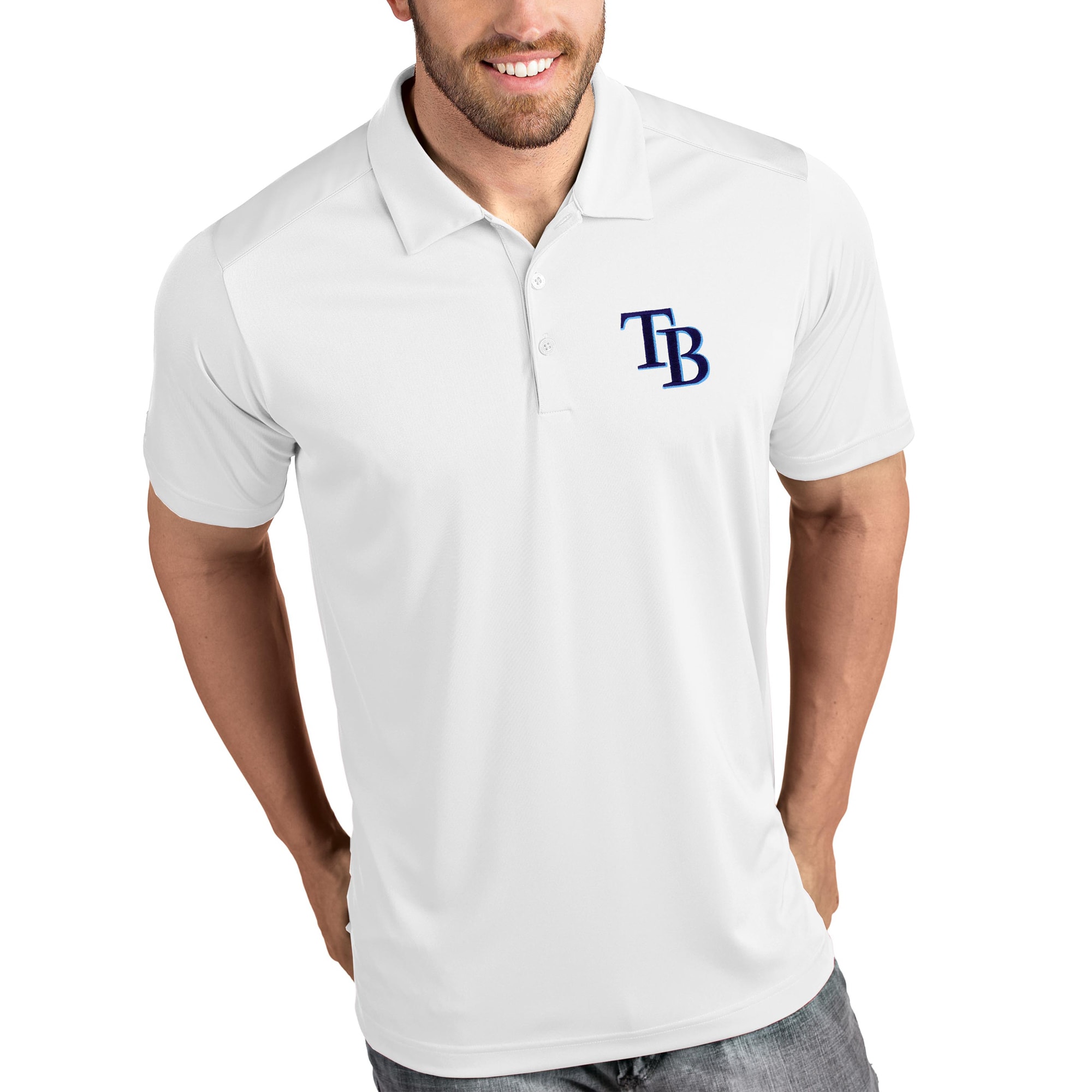 Men's Tampa Bay Rays Antigua White Tribute Polo