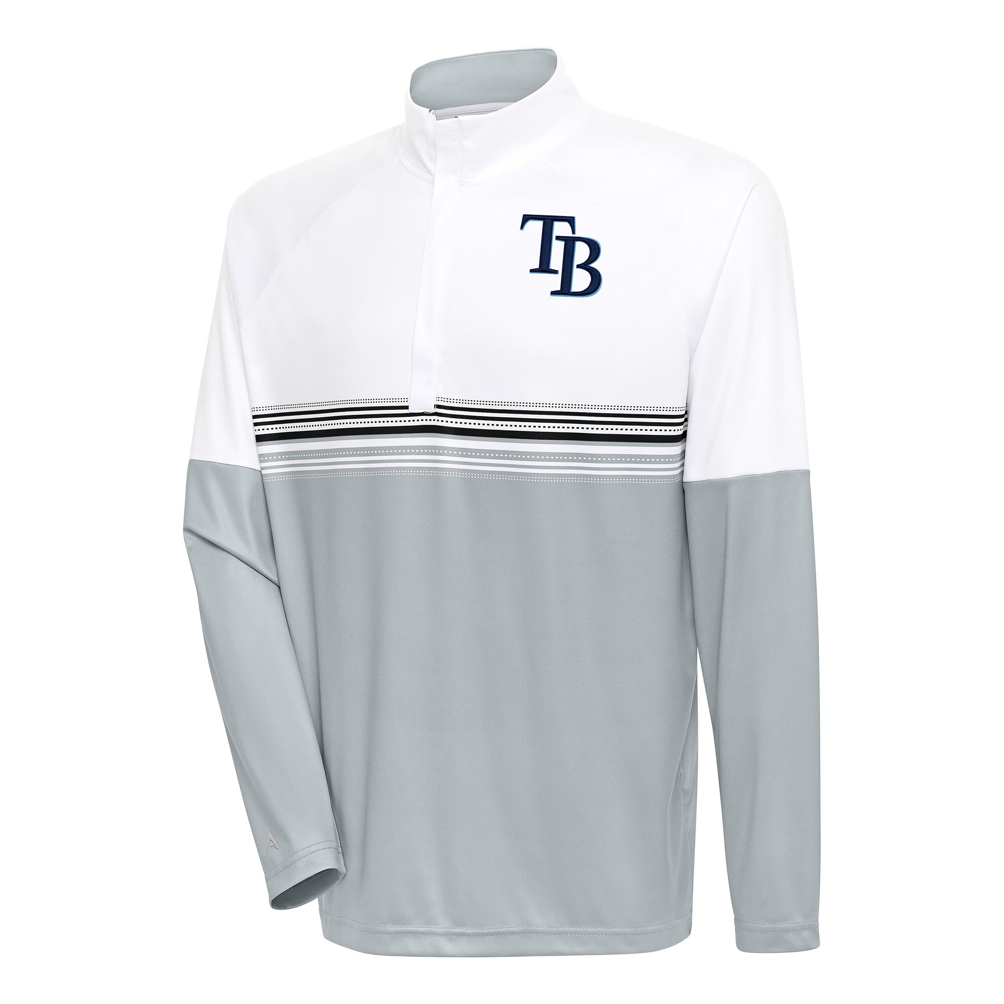 Men's Tampa Bay Rays Antigua White/Black Bender Quarter-Zip Pullover Top