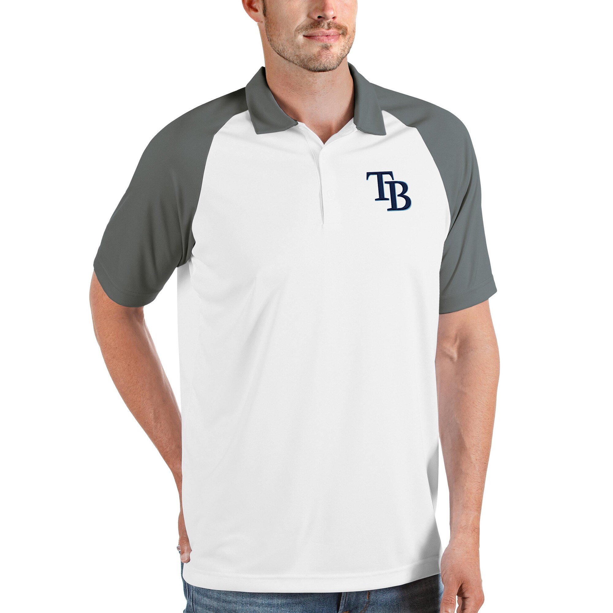 Men's Tampa Bay Rays Antigua White/Gray Nova Polo