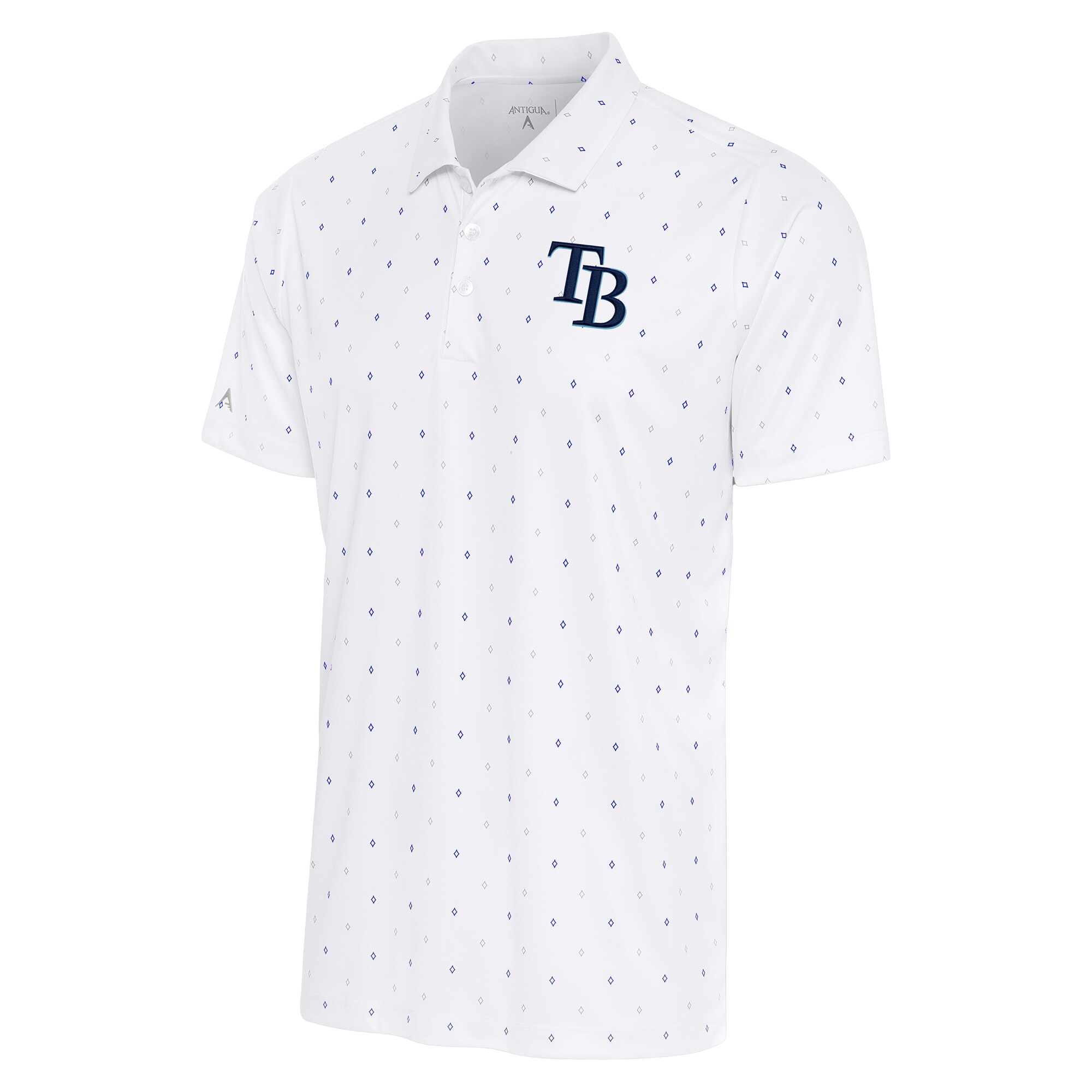 Men's Tampa Bay Rays Antigua White/Royal 19th Hole Polo