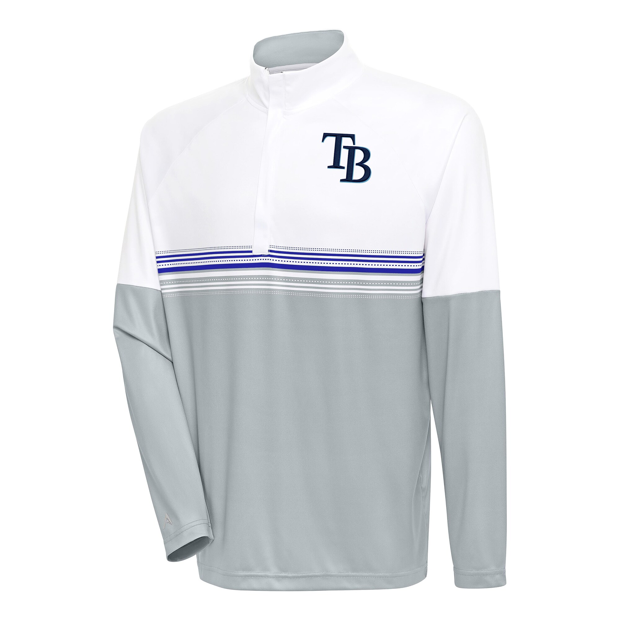 Men's Tampa Bay Rays Antigua White/Royal Bender Quarter-Zip Pullover Top