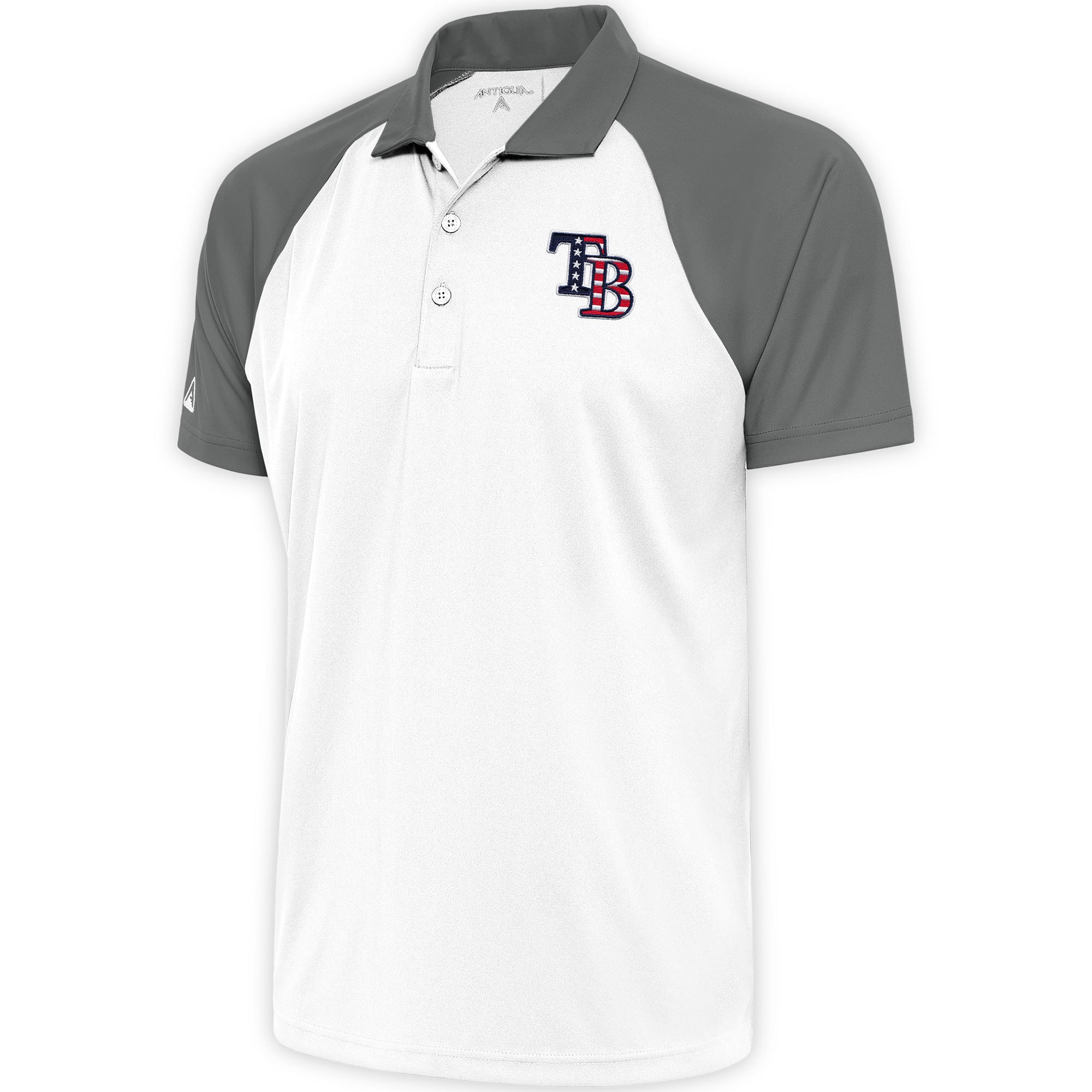 Men's Tampa Bay Rays  Antigua White/Steel Patriotic Nova Polo