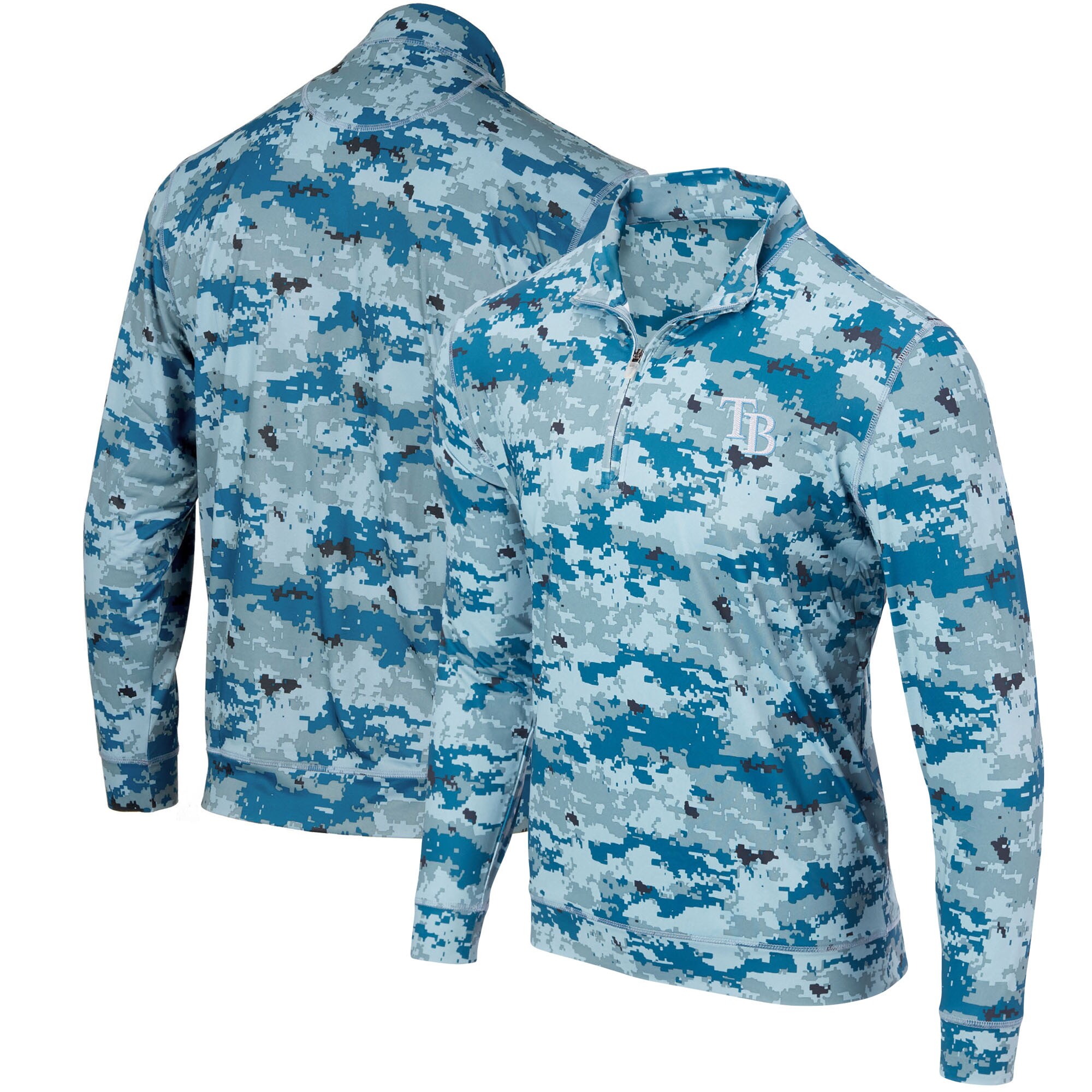 Men's Tampa Bay Rays Blue Digital Camo Performance Quarter-Zip Pullover Jacket