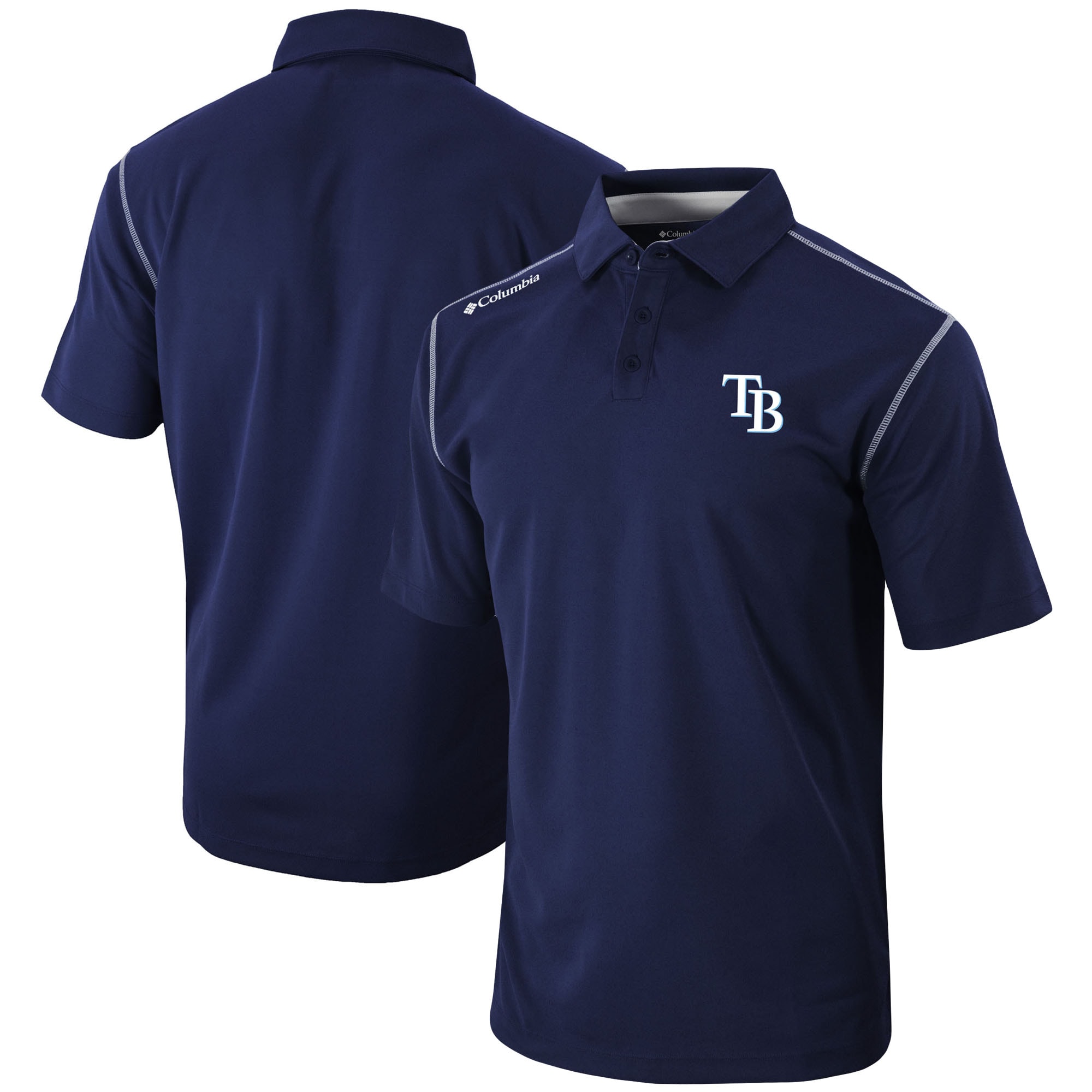 Men's Tampa Bay Rays Columbia Navy Omni-Wick Shotgun Polo