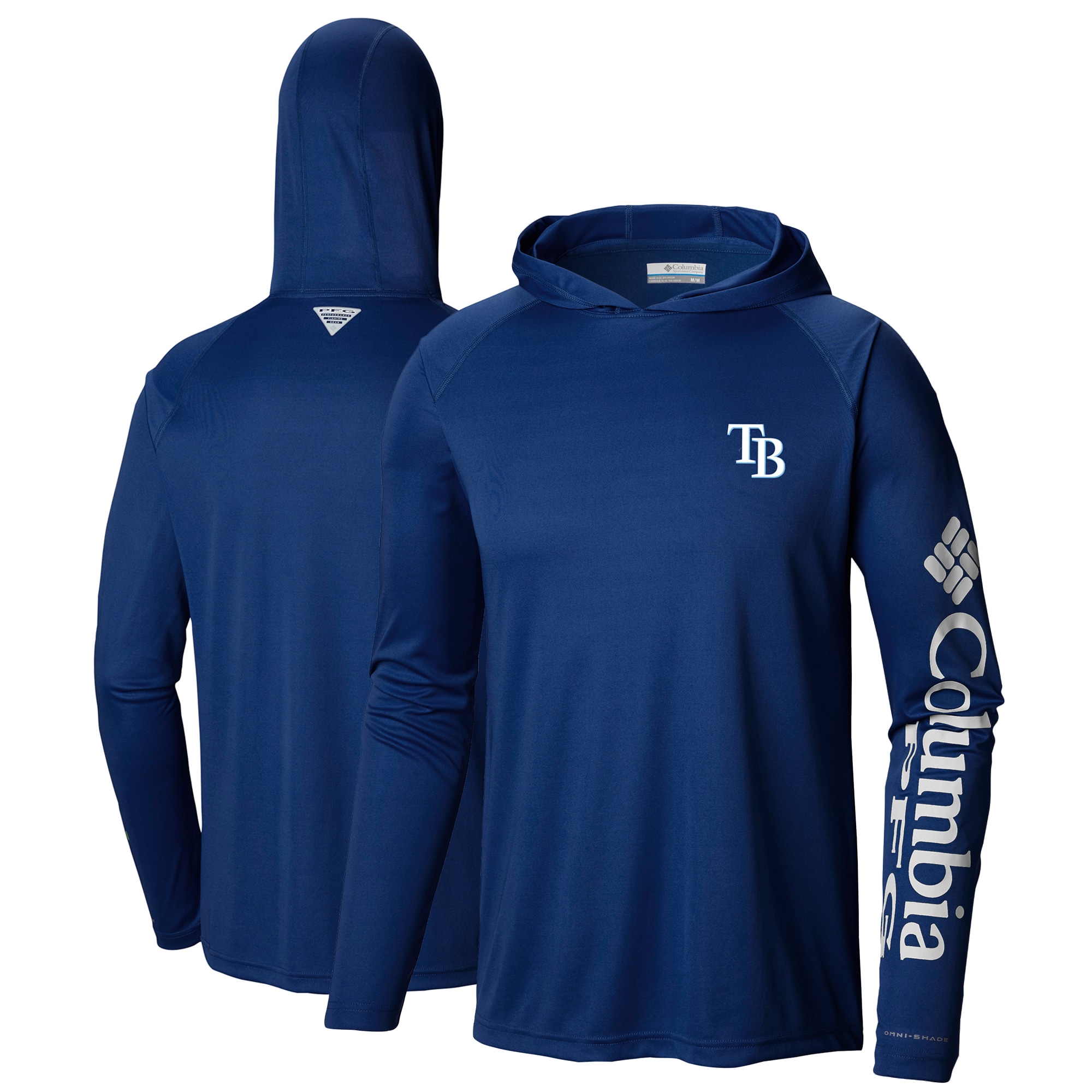 Men's Tampa Bay Rays Columbia Navy Terminal Tackle Long Sleeve Hoodie T-Shirt