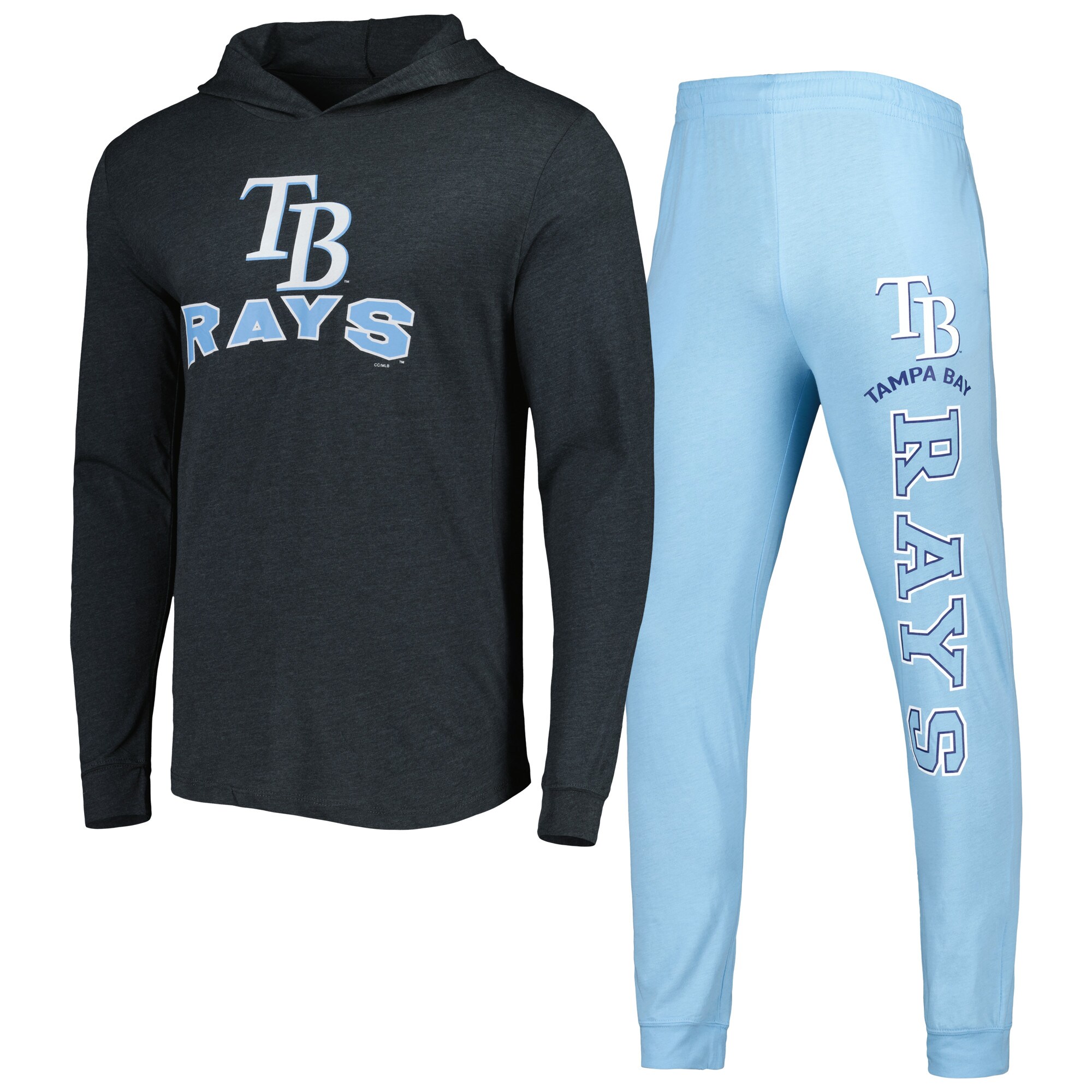 Men's Tampa Bay Rays Concepts Sport Heather Light Blue/Heather Charcoal Meter Hoodie & Joggers Set