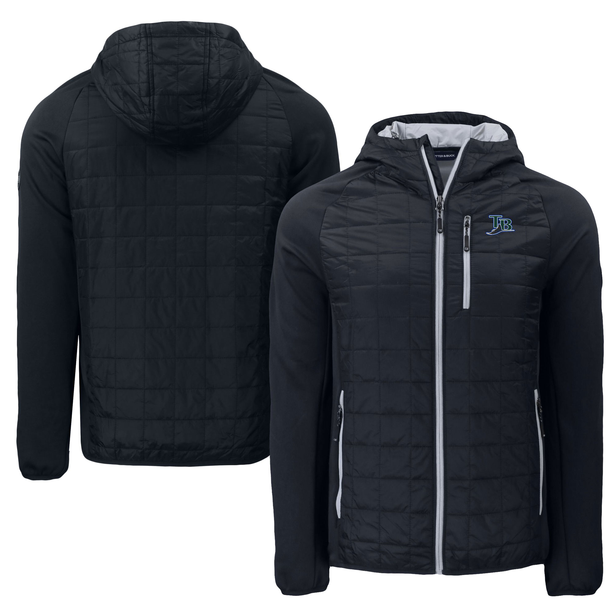 Men's Tampa Bay Rays  Cutter & Buck Black Cooperstown Collection Rainier Primaloft Eco Full-Zip Hybrid Jacket