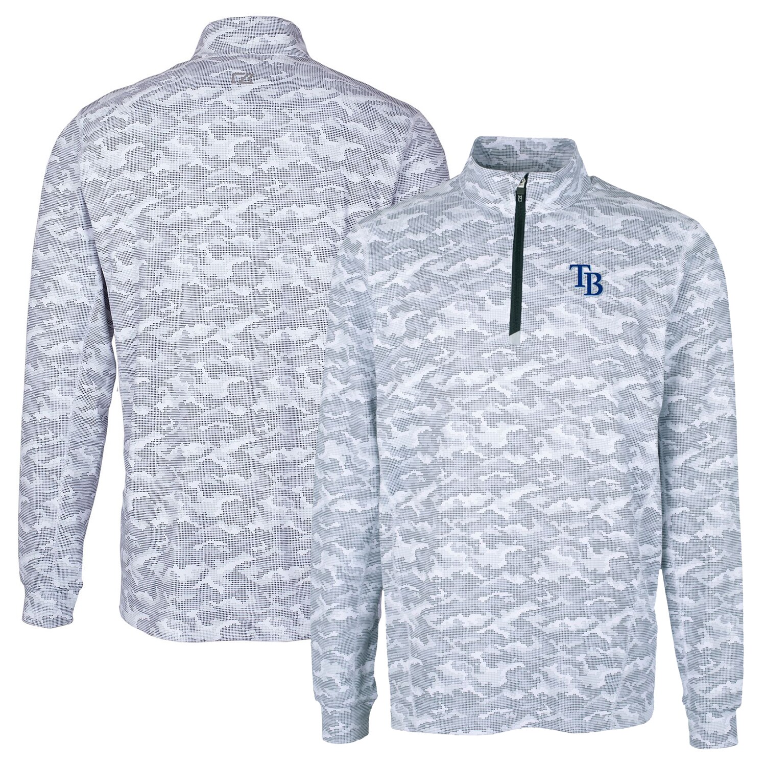 Men's Tampa Bay Rays Cutter & Buck Charcoal Big & Tall Traverse Camo Print Stretch Quarter-Zip Pullover Top