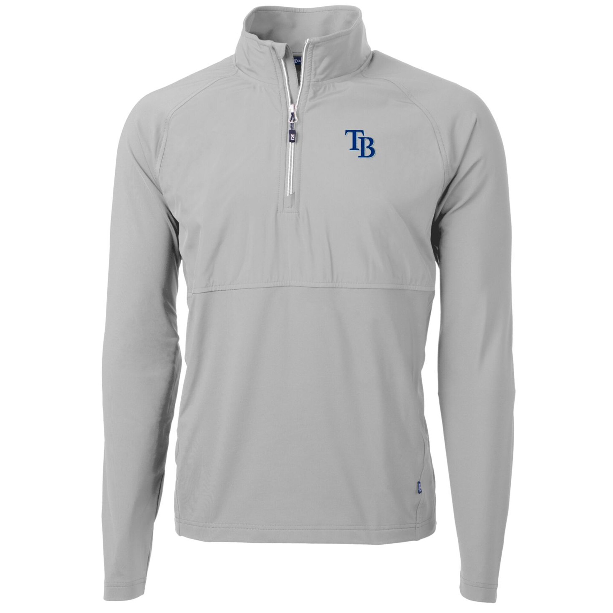 Men's Tampa Bay Rays Cutter & Buck Gray Adapt Eco Knit Hybrid Recycled Quarter-Zip Pullover Jacket