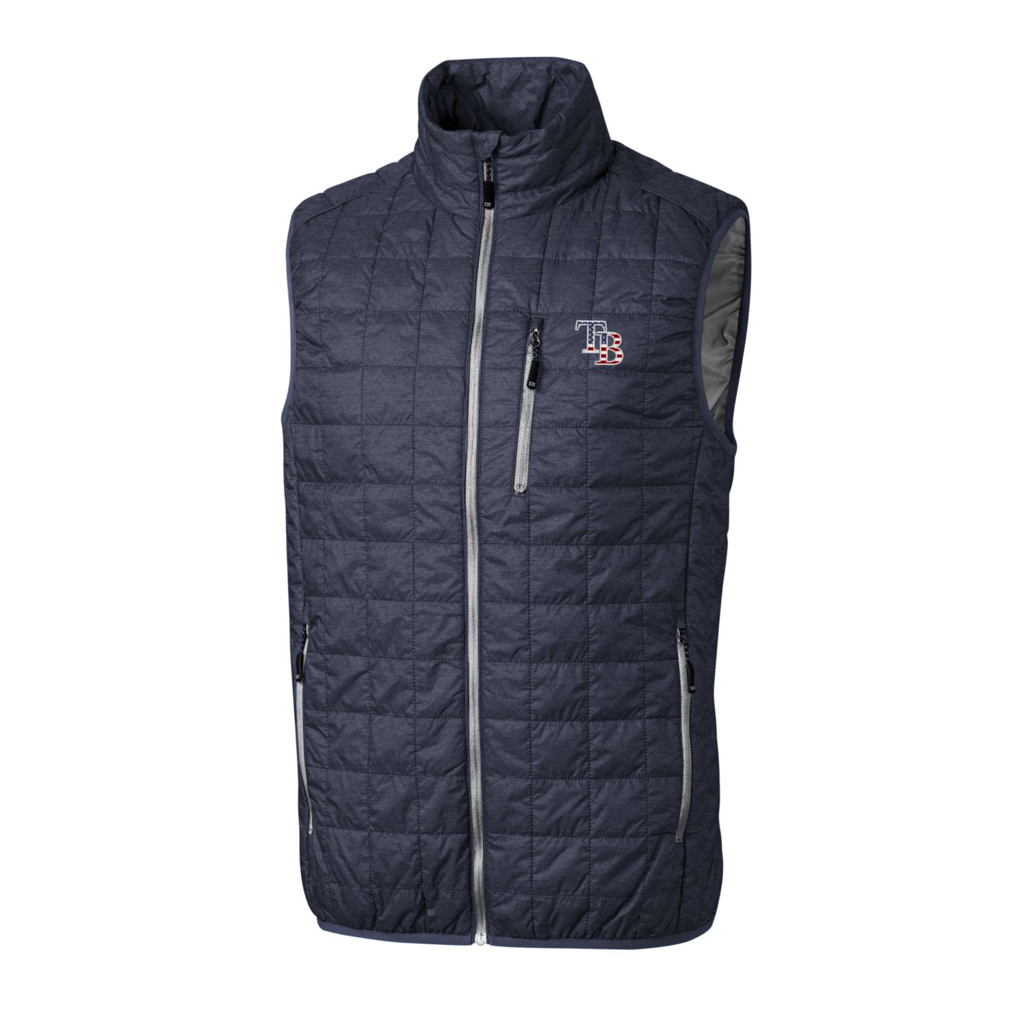 Men's Tampa Bay Rays Cutter & Buck Gray Americana Big & Tall Full-Zip Rainier Vest