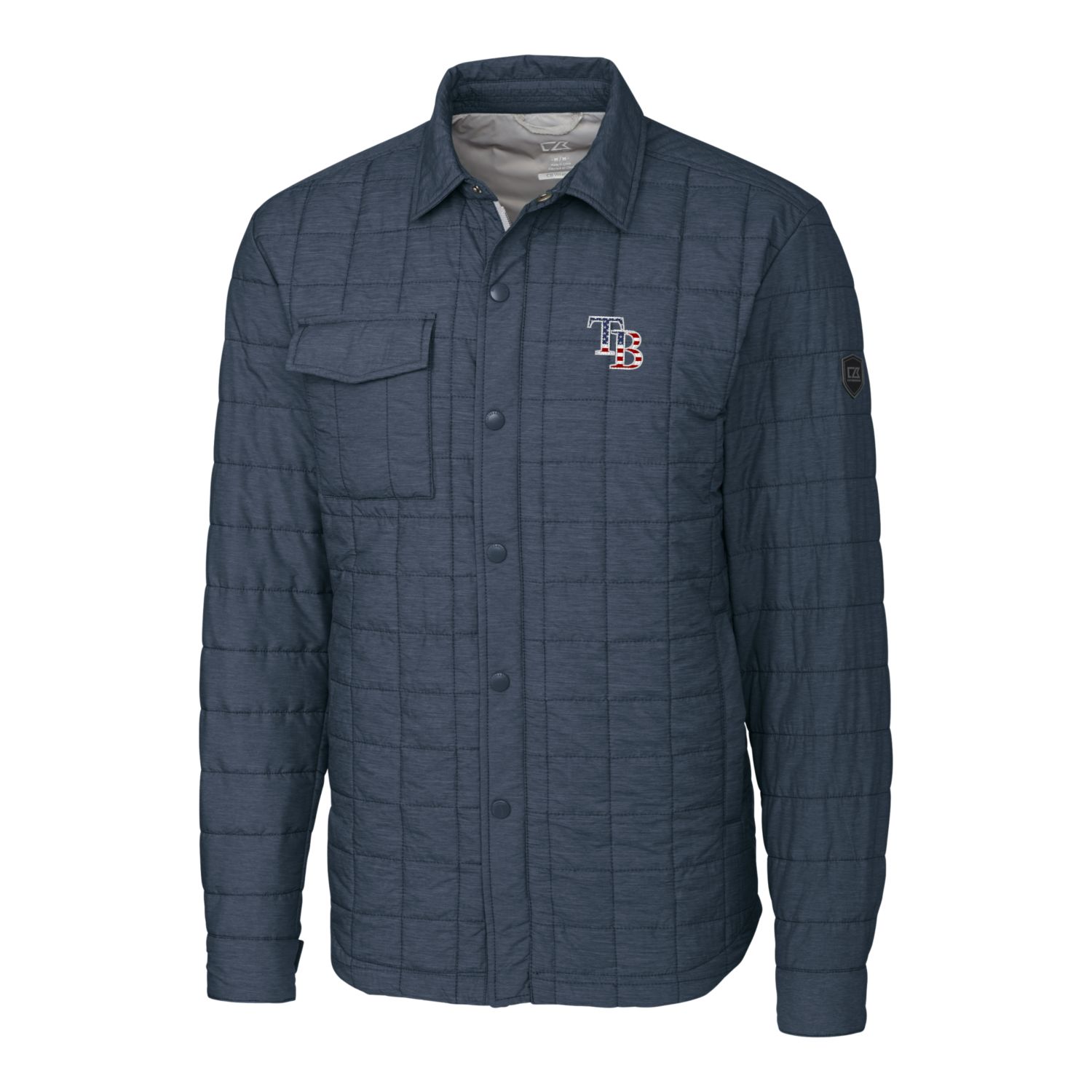 Men's Tampa Bay Rays Cutter & Buck Gray Americana Rainier Full-Snap Shirt Jacket