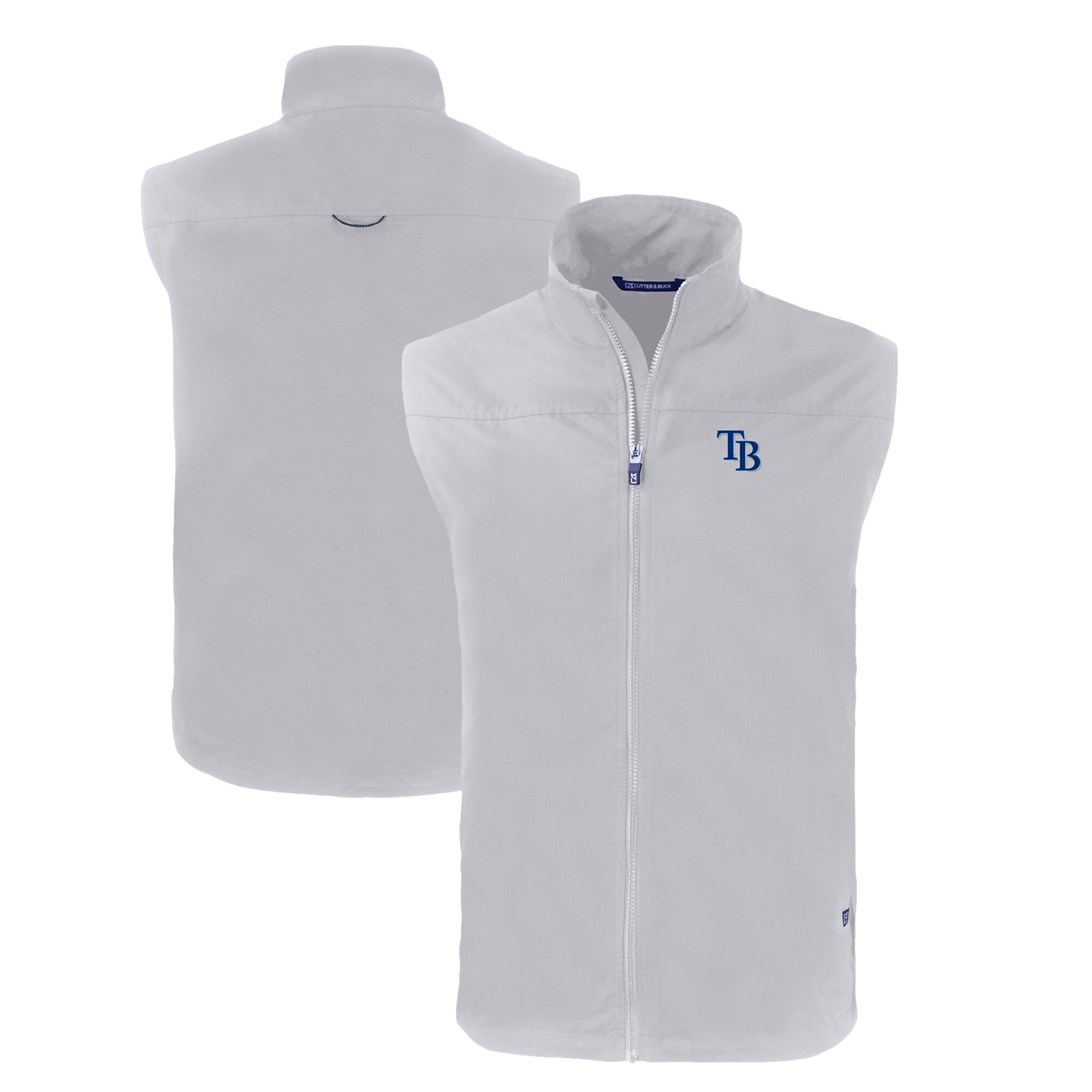 Men's Tampa Bay Rays  Cutter & Buck Gray Big & Tall Charter Eco Full-Zip Vest