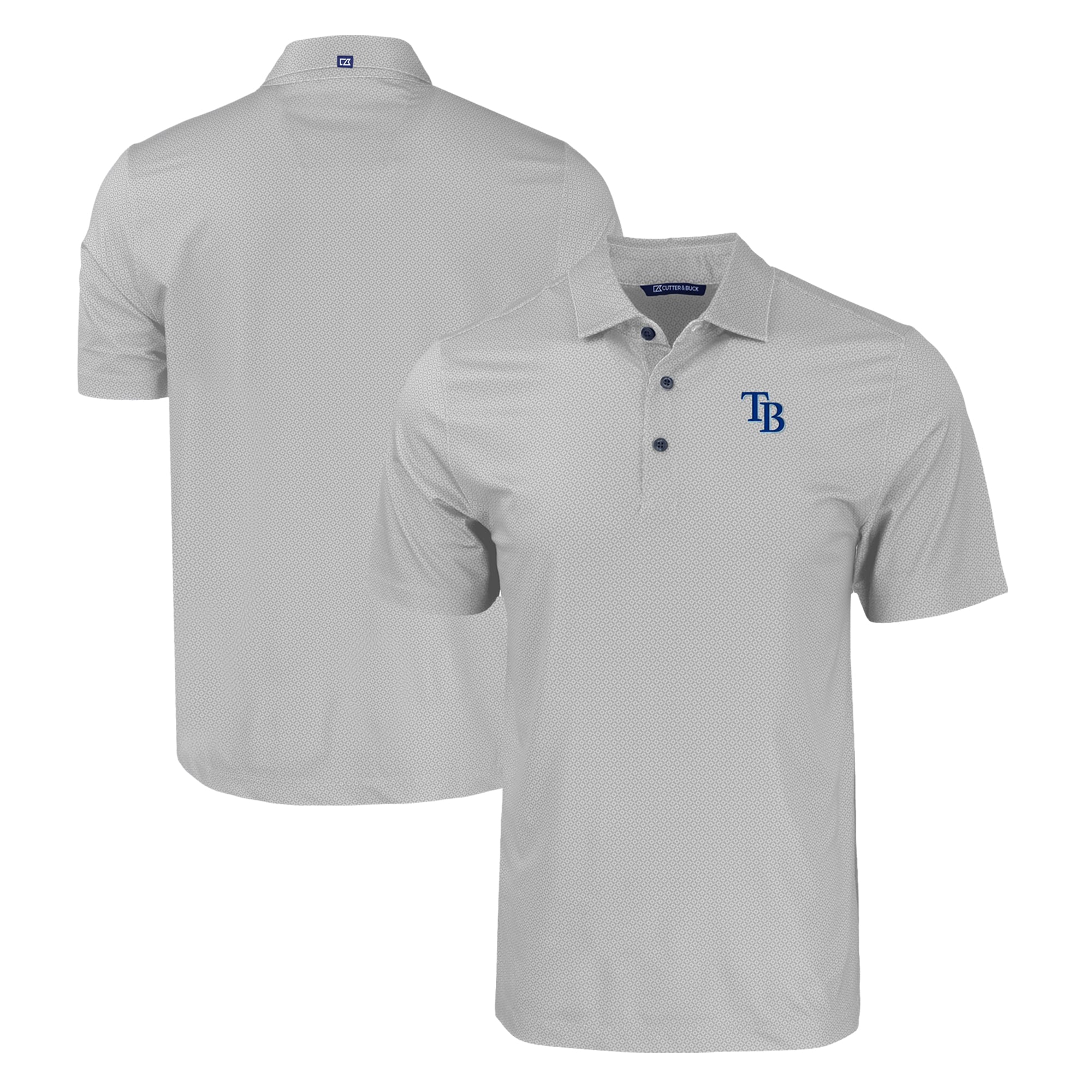 Men's Tampa Bay Rays  Cutter & Buck Gray Big & Tall Pike Eco Tonal Geo Print Stretch Recycled Polo