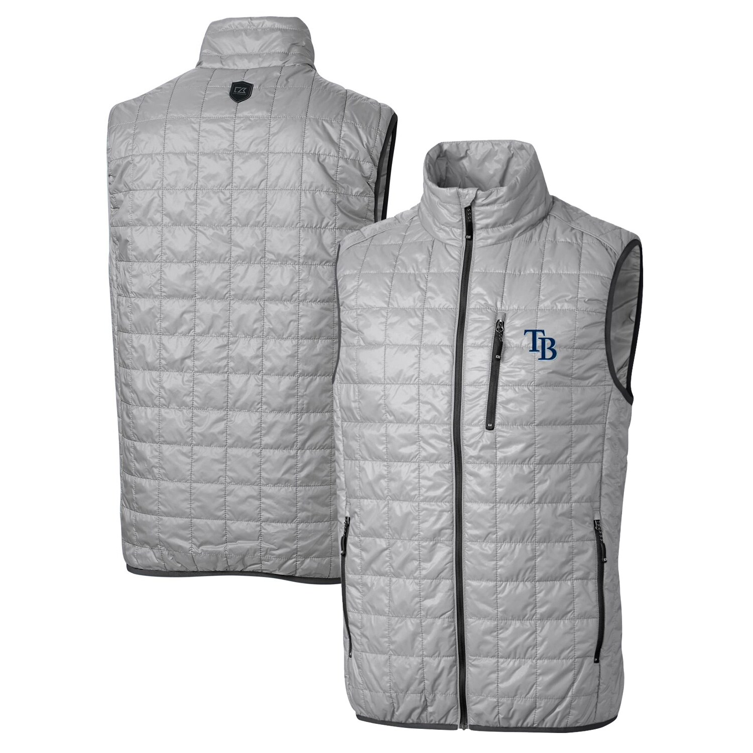 Men's Tampa Bay Rays Cutter & Buck Gray Big & Tall Rainier Full-Zip Puffer Vest