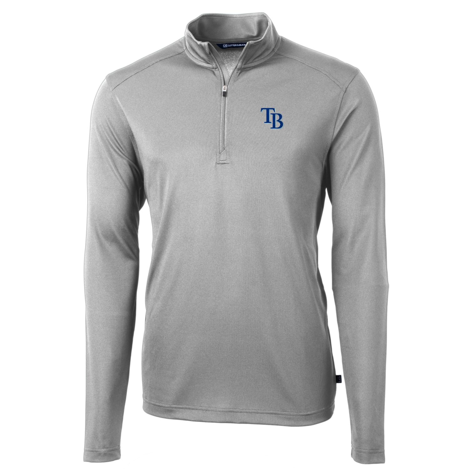 Men's Tampa Bay Rays Cutter & Buck Gray Big & Tall Virtue Eco Pique Quarter-Zip Pullover Jacket