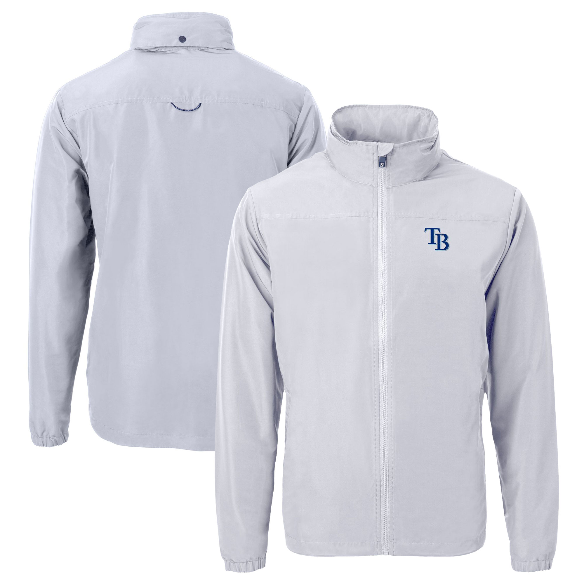 Men's Tampa Bay Rays Cutter & Buck Gray Charter Eco Recycled Full-Zip Jacket