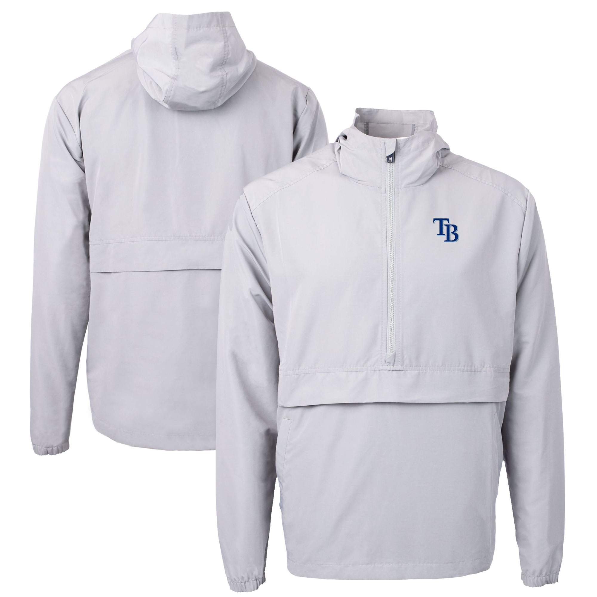 Men's Tampa Bay Rays Cutter & Buck Gray Charter Eco Recycled Half-Zip Anorak Jacket