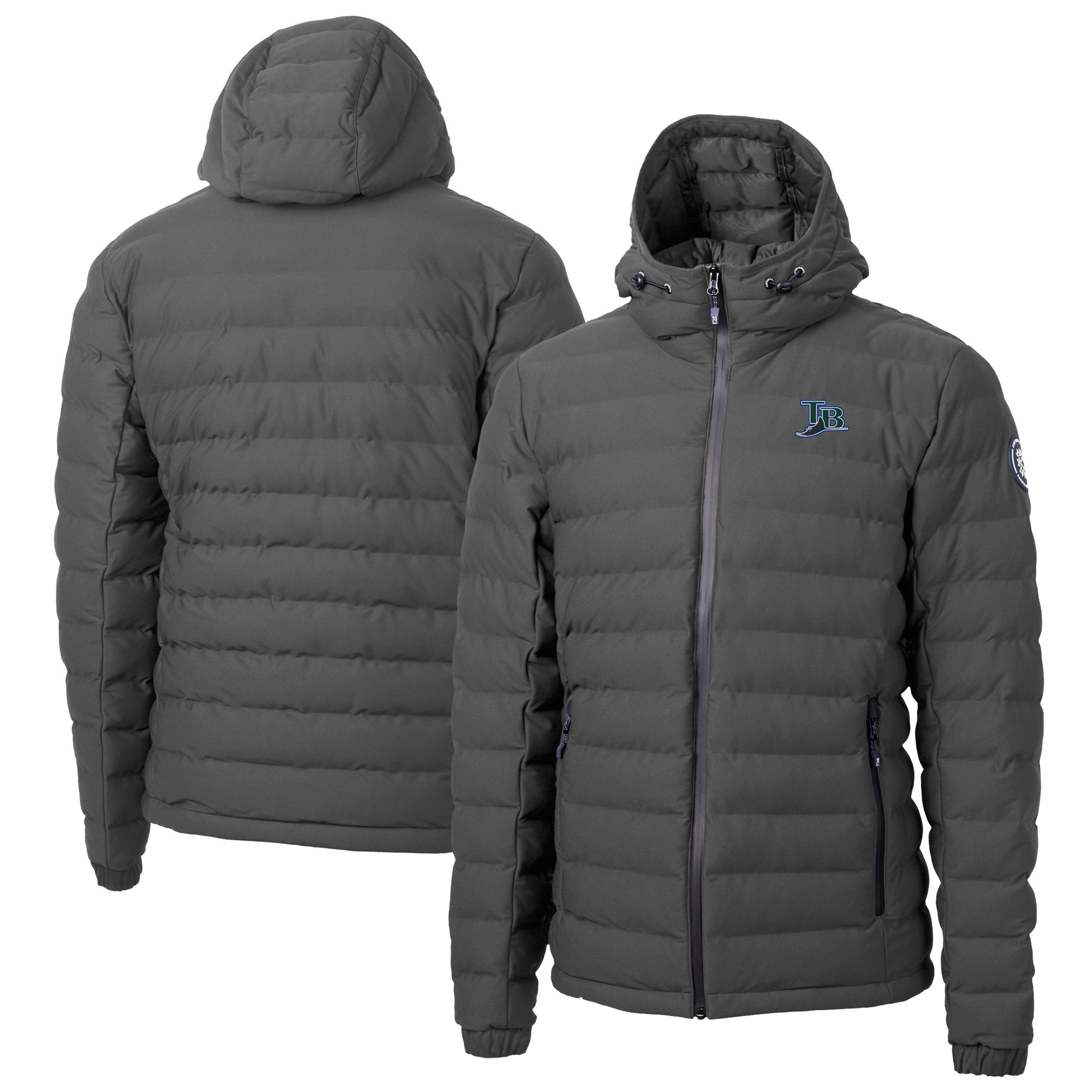 Men's Tampa Bay Rays  Cutter & Buck Gray Cooperstown Collection Mission Ridge Repreve Eco Insulated Puffer Full-Zip Jacket