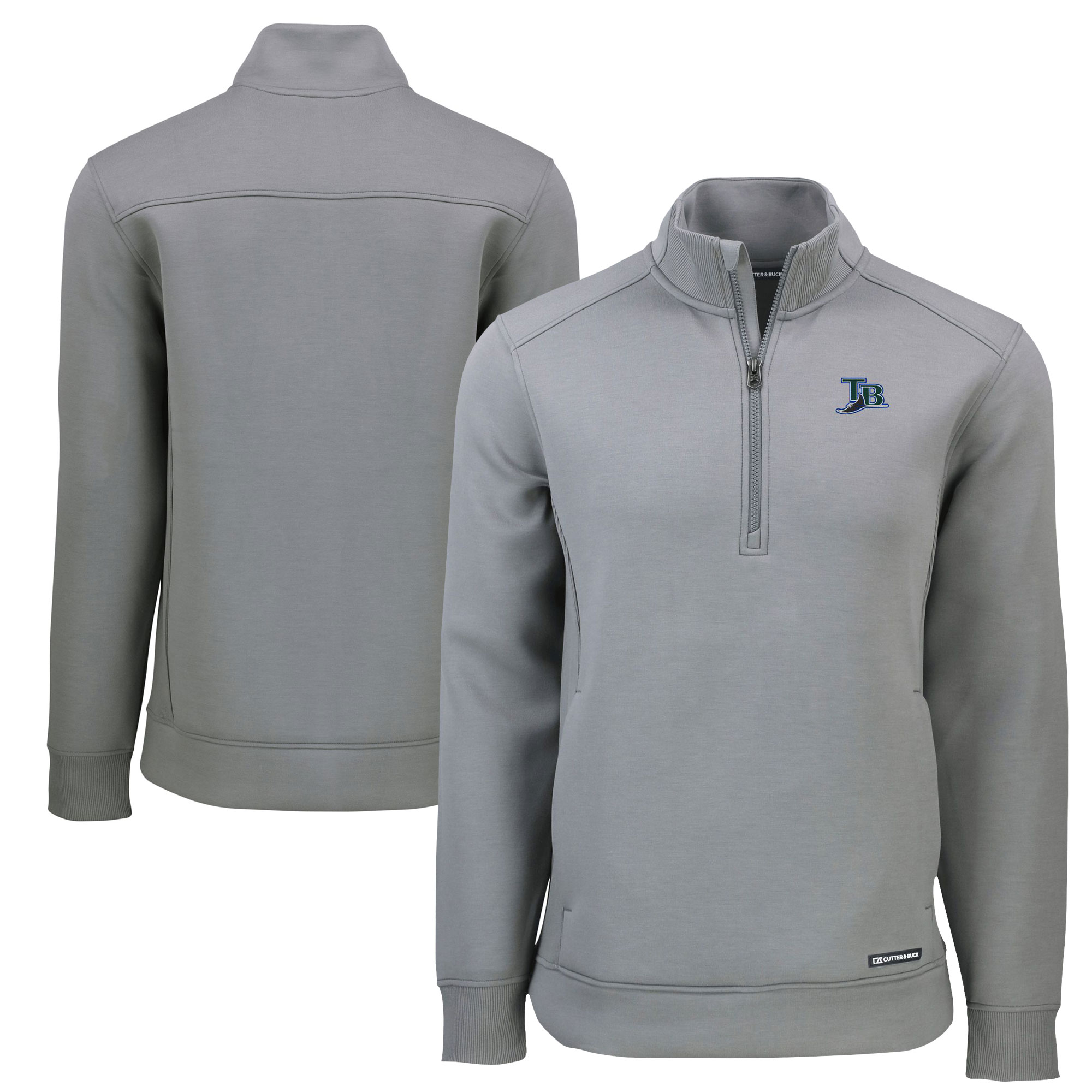 Men's Tampa Bay Rays  Cutter & Buck Gray Cooperstown Collection Roam Eco Recycled Quarter-Zip Pullover