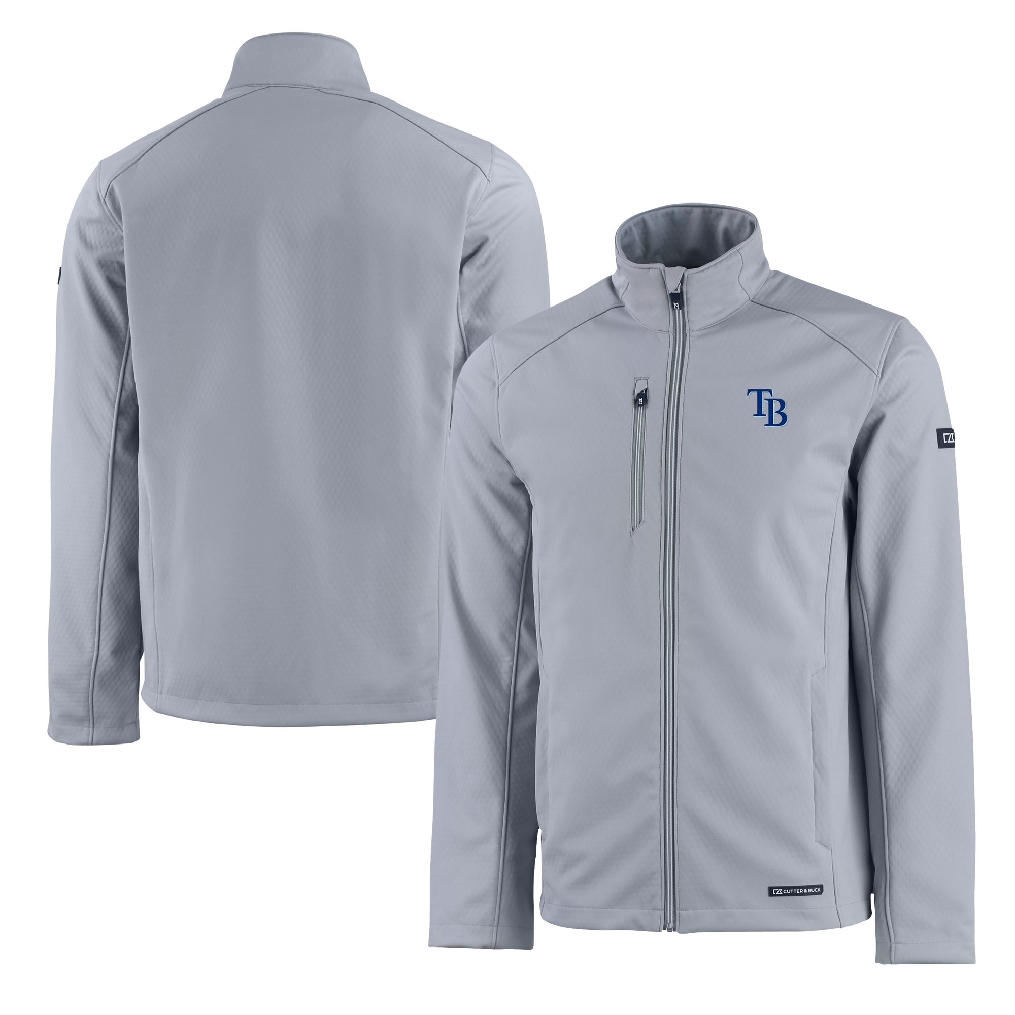 Men's Tampa Bay Rays Cutter & Buck Gray Evoke Eco Softshell Recycled Full-Zip Jacket