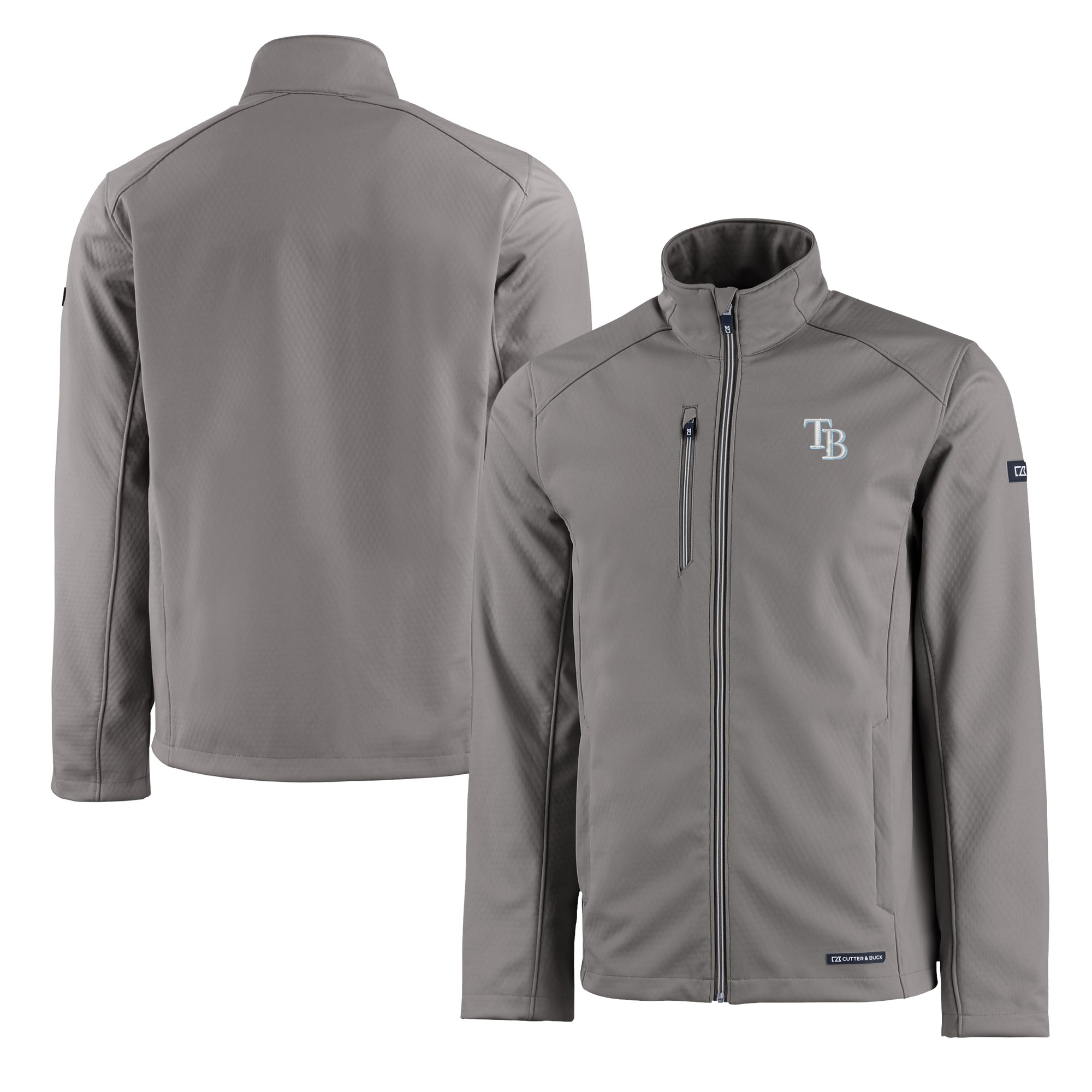Men's Tampa Bay Rays Cutter & Buck Gray Evoke Eco Softshell Recycled Full-Zip Jacket