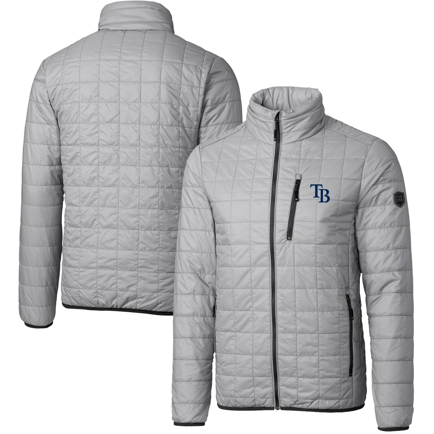 Men's Tampa Bay Rays Cutter & Buck Gray Rainier Eco Insulated Full-Zip Puffer Jacket