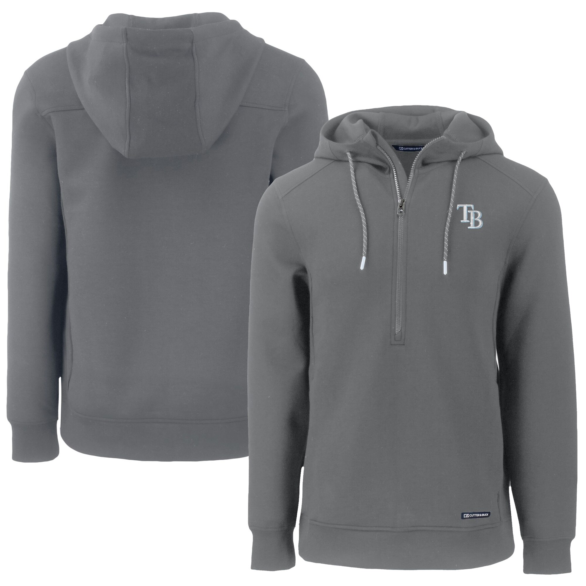 Men's Tampa Bay Rays  Cutter & Buck Gray Roam Eco Half-Zip Recycled Pullover Hoodie