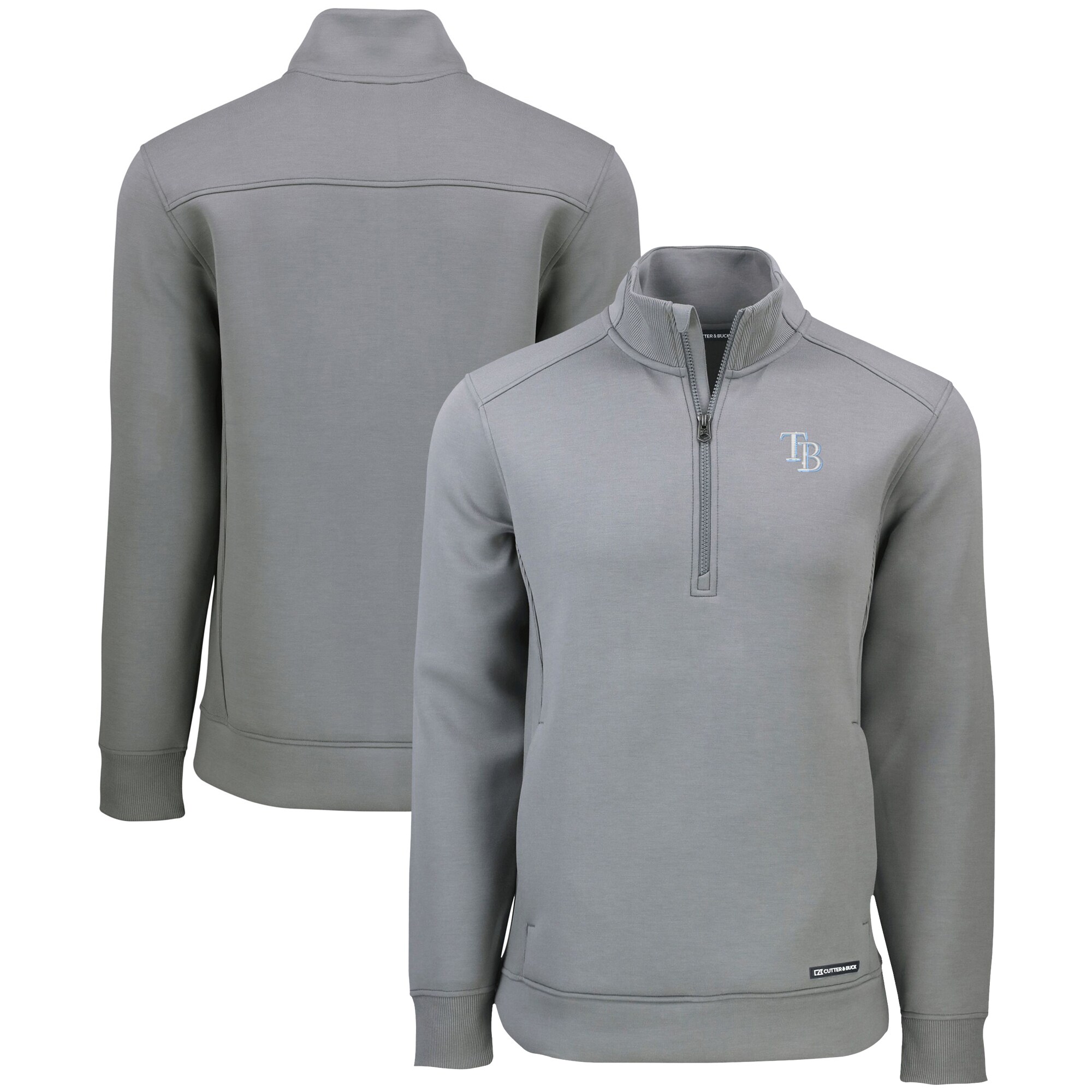 Men's Tampa Bay Rays  Cutter & Buck Gray Roam Eco Recycled Quarter-Zip Pullover