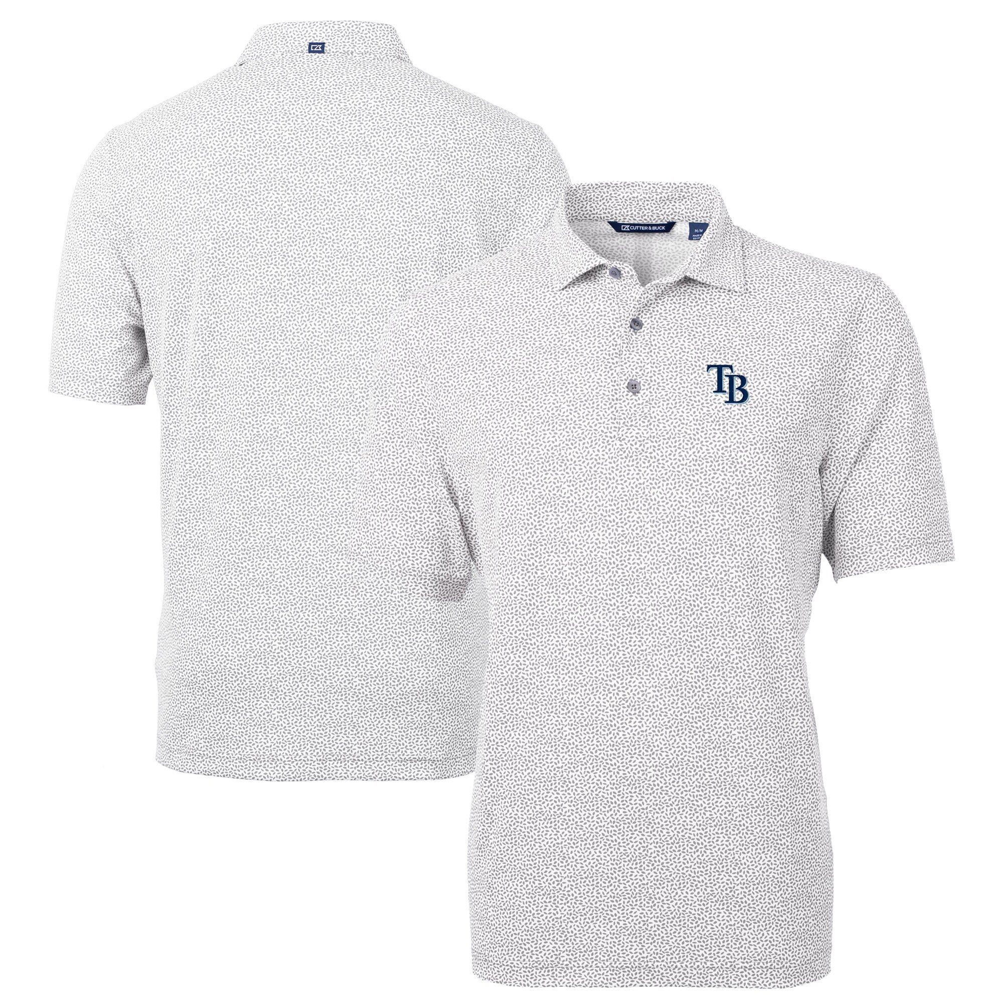 Men's Tampa Bay Rays Cutter & Buck Gray Virtue Eco Pique Botanical Print Recycled Polo
