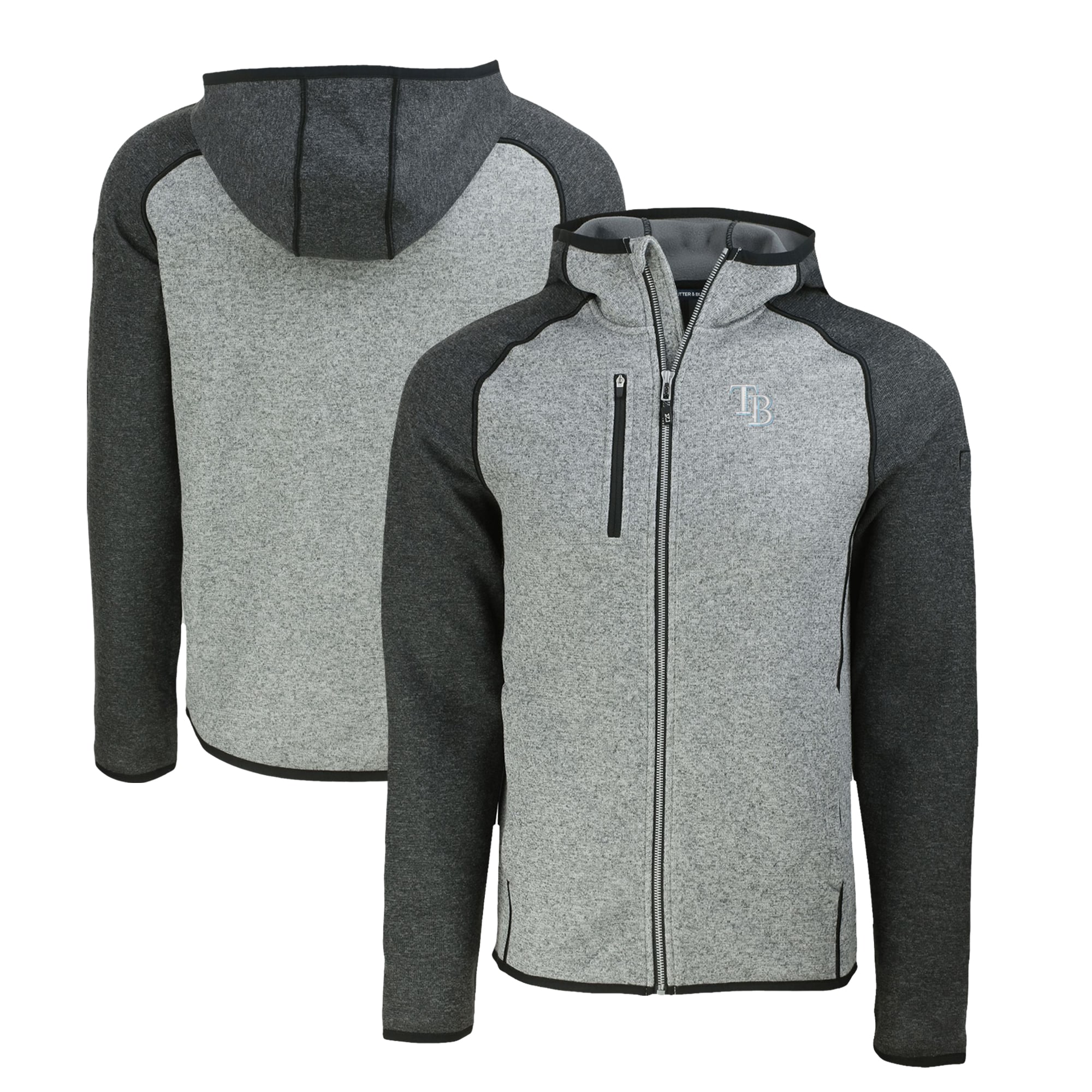 Men's Tampa Bay Rays  Cutter & Buck Heather Charcoal/Heather Gray Mainsail Full-Zip Hooded Jacket