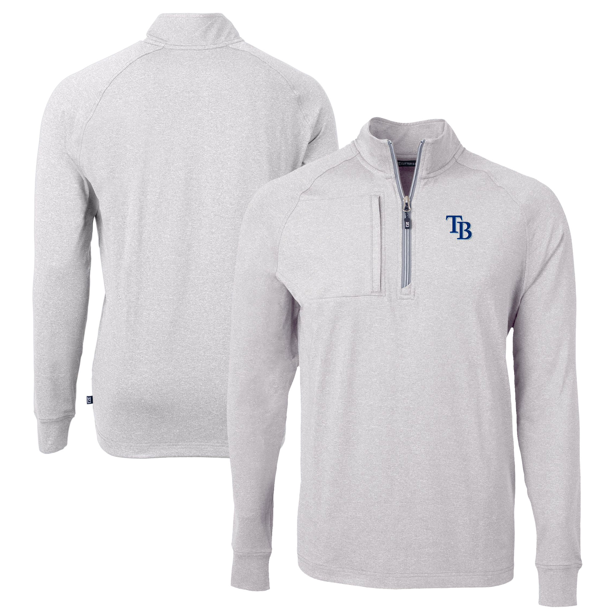 Men's Tampa Bay Rays Cutter & Buck Heather Gray Big & Tall Adapt Eco Knit Stretch Recycled Quarter-Zip Pullover Top