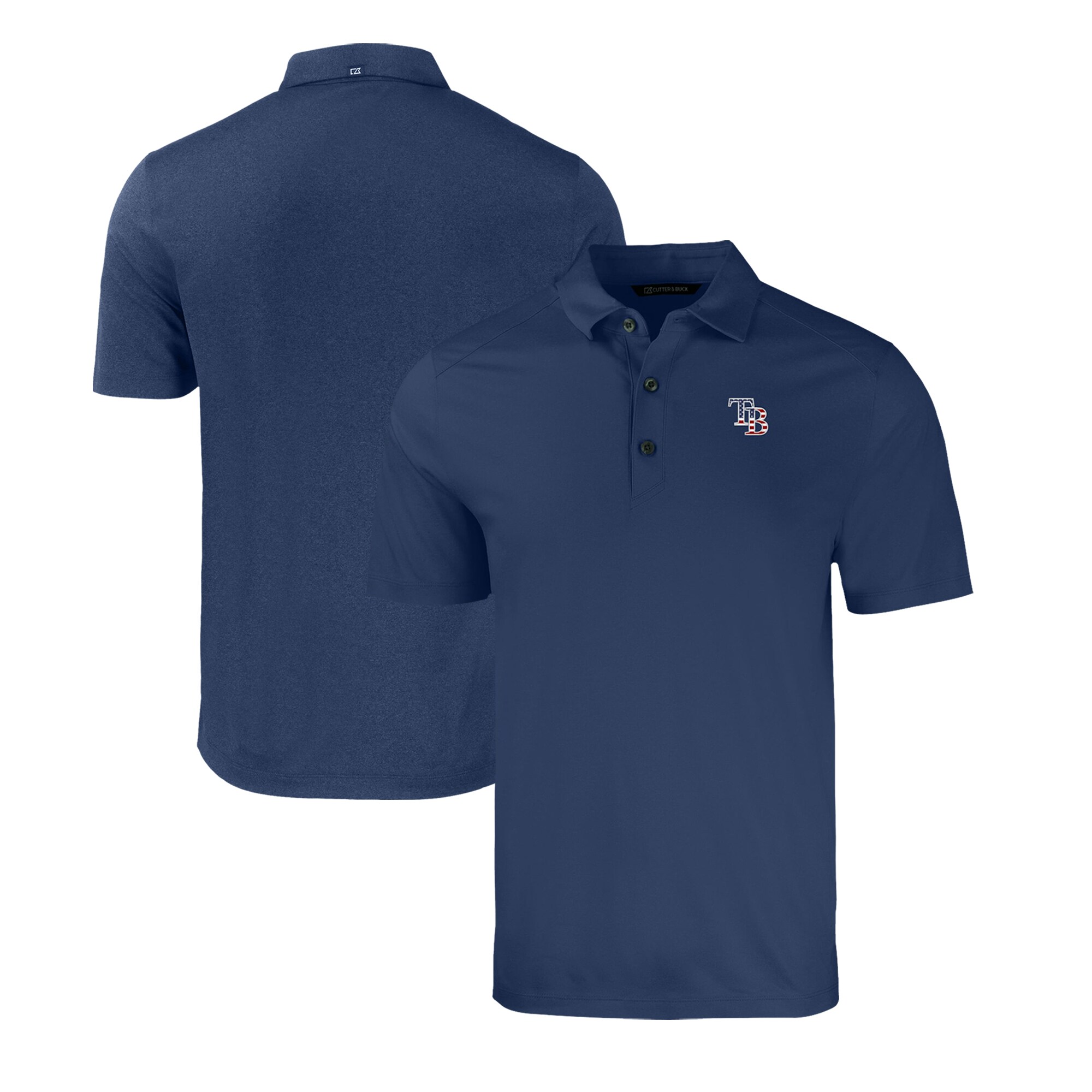 Men's Tampa Bay Rays  Cutter & Buck Heather Navy Stars & Stripes Forge Eco Stretch Recycled Polo