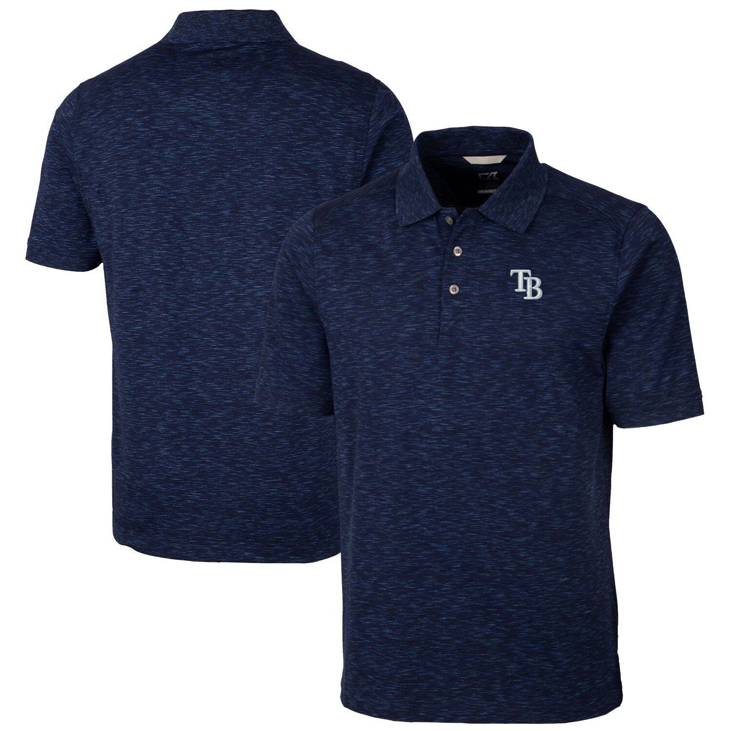 Men's Tampa Bay Rays Cutter & Buck Heathered Navy Advantage Space Dye Tri-Blend Polo