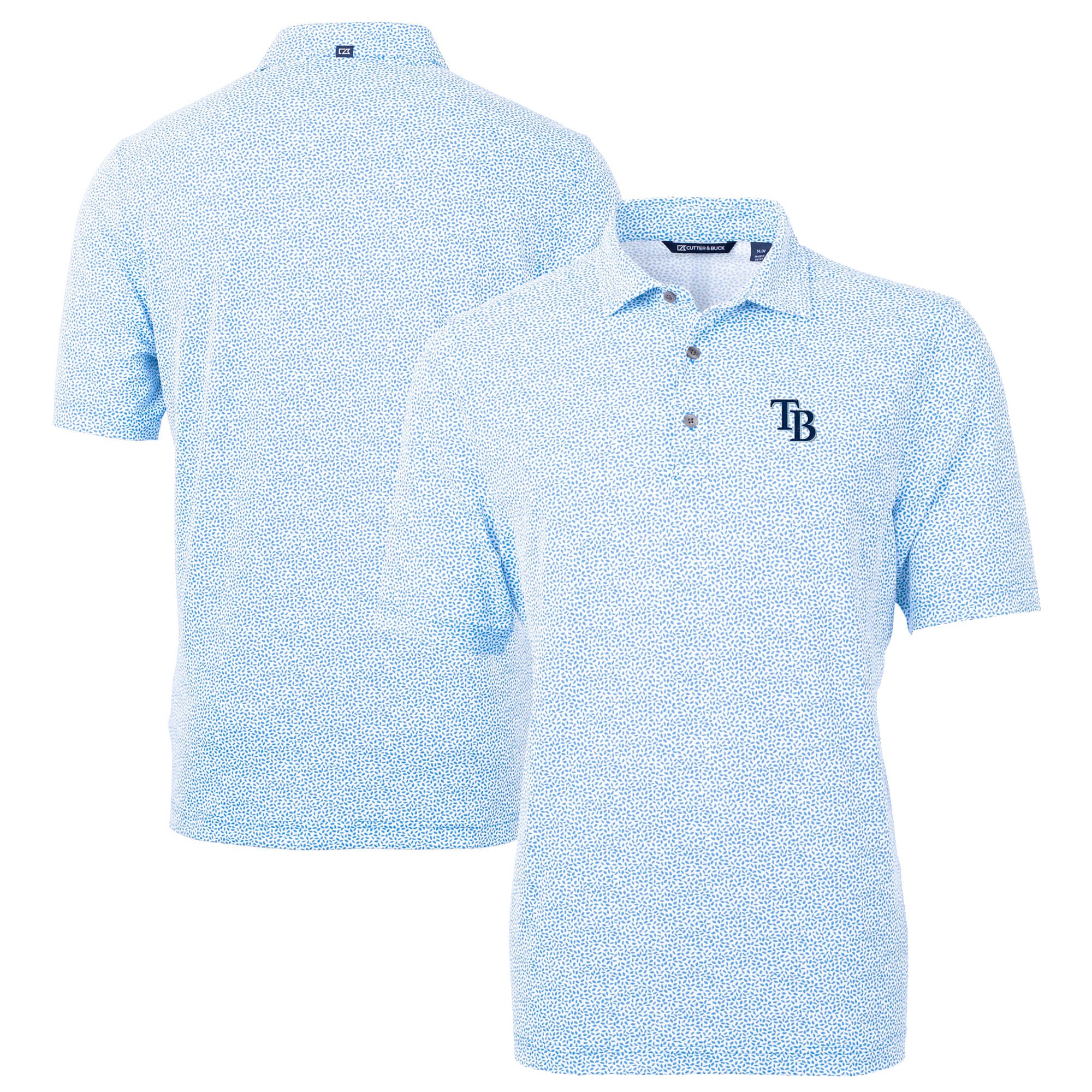 Men's Tampa Bay Rays Cutter & Buck Light Blue Virtue Eco Pique Botanical Print Recycled Polo