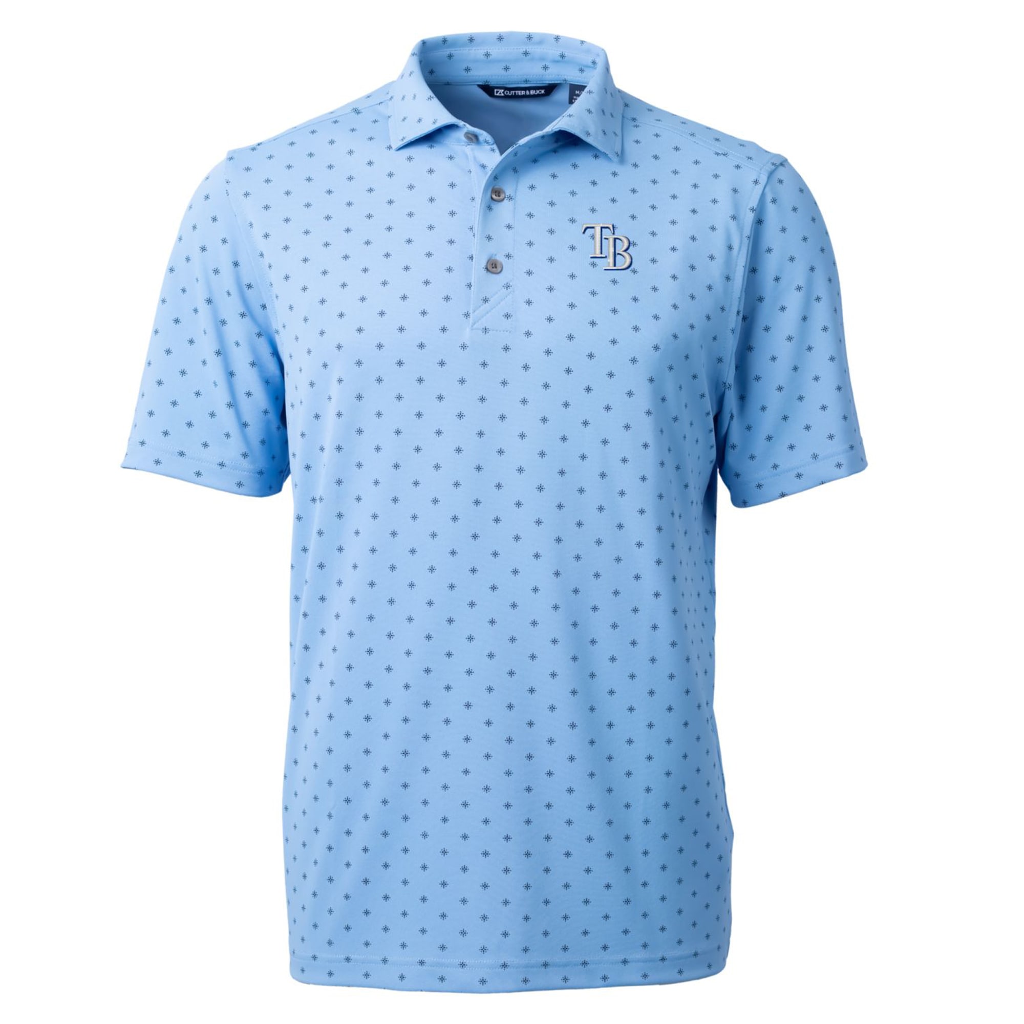 Men's Tampa Bay Rays Cutter & Buck Light Blue Virtue Eco Pique Tile Print Recycled Polo