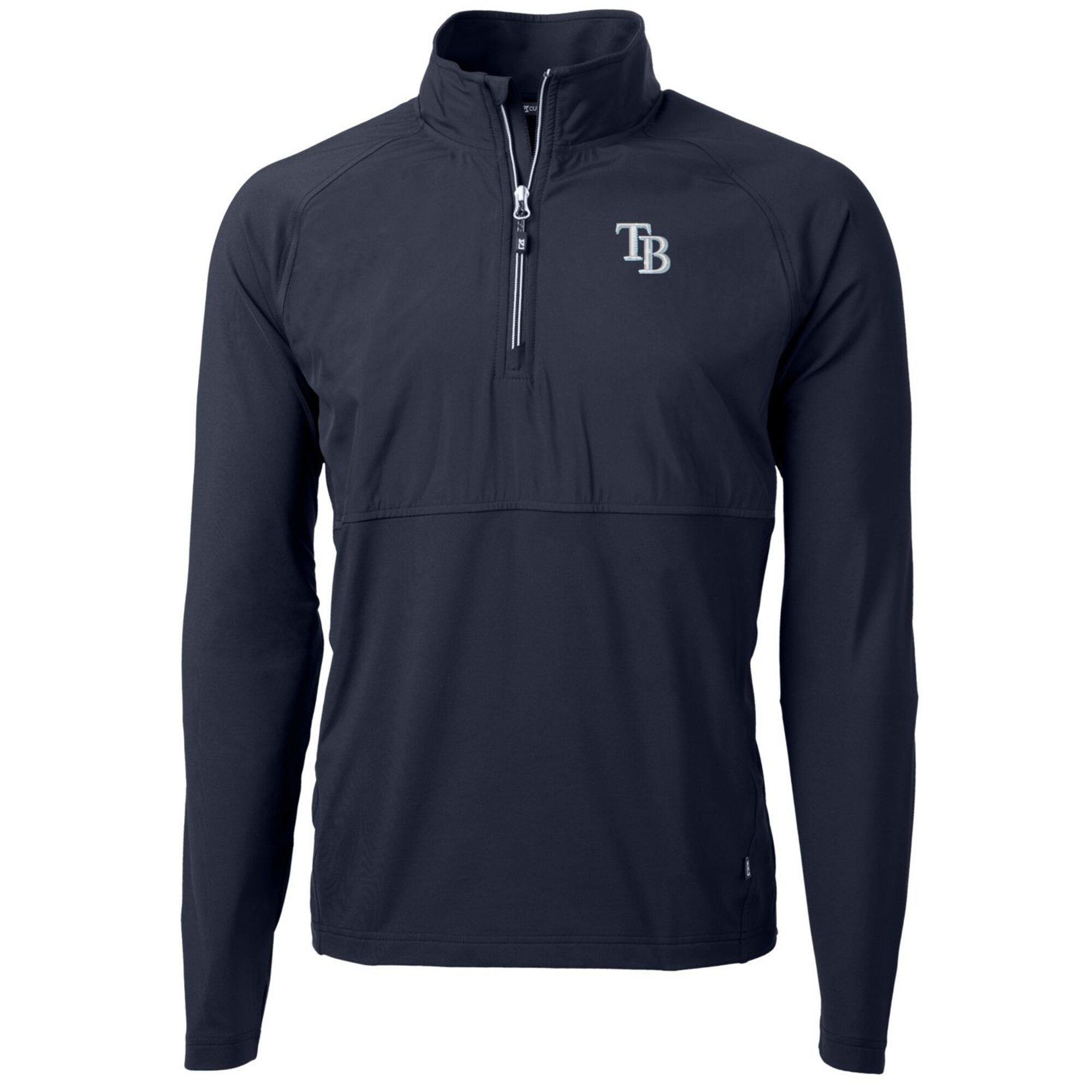 Men's Tampa Bay Rays Cutter & Buck Navy Adapt Eco Knit Hybrid Recycled Quarter-Zip Pullover Jacket