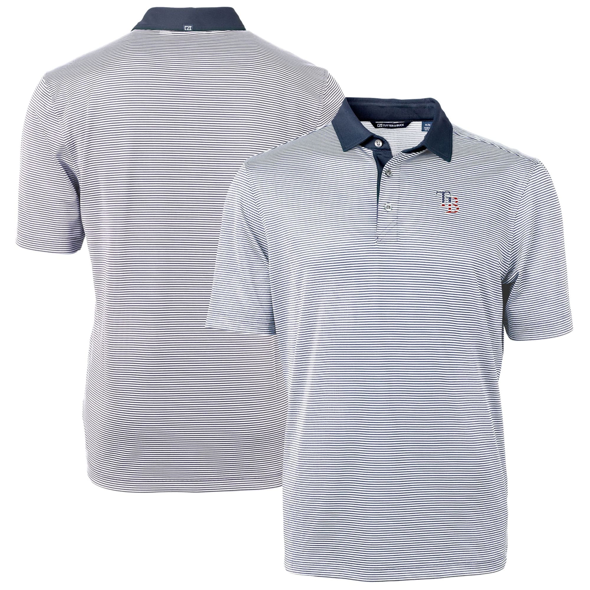 Men's Tampa Bay Rays  Cutter & Buck Navy Americana Logo Big & Tall Virtue Eco Pique Recycled Polo