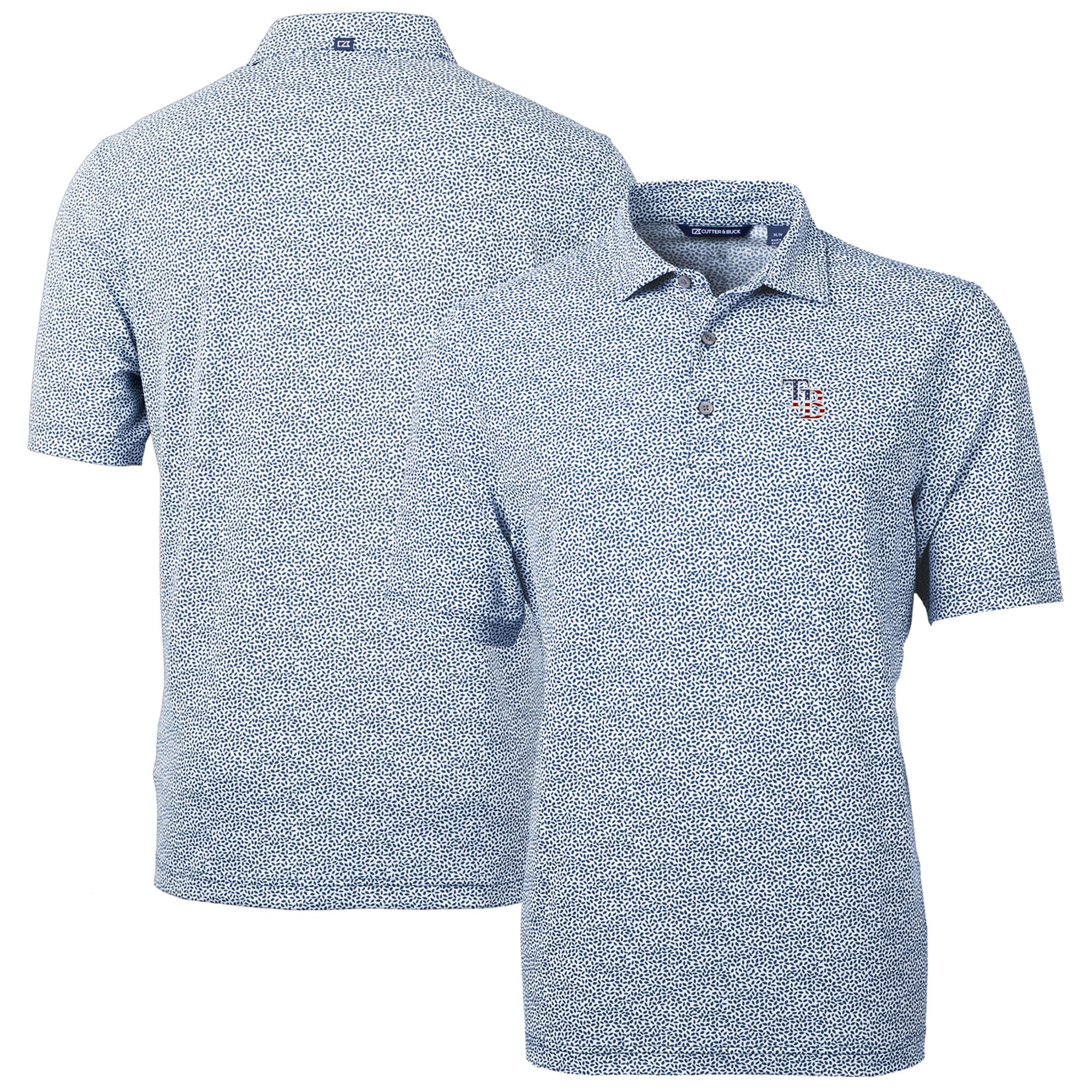 Men's Tampa Bay Rays  Cutter & Buck Navy Americana Logo Virtue Eco-Pique Botanical Recycled Polo