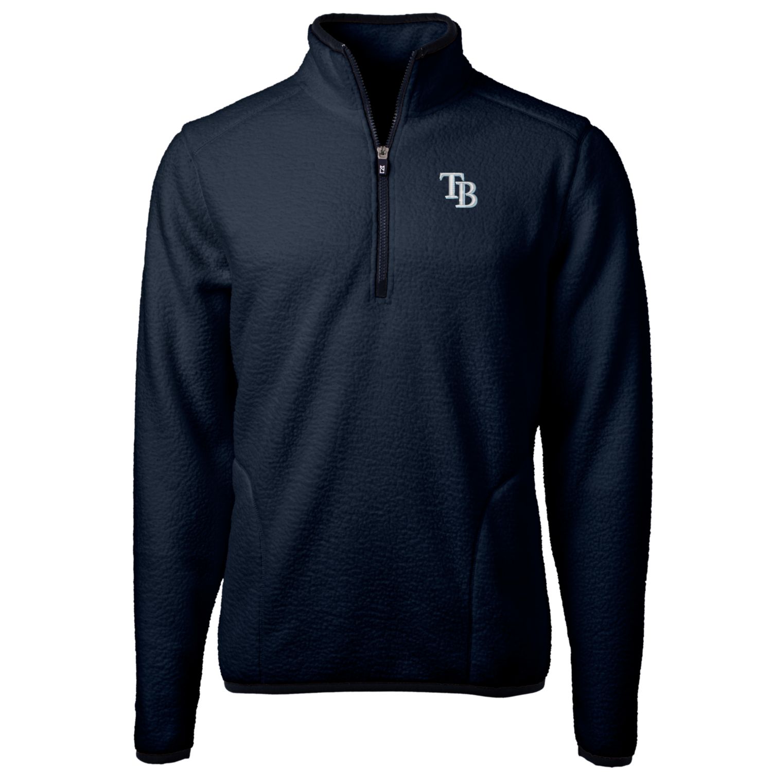 Men's Tampa Bay Rays Cutter & Buck Navy Big & Tall Cascade Eco Sherpa Fleece Quarter-Zip Pullover Jacket