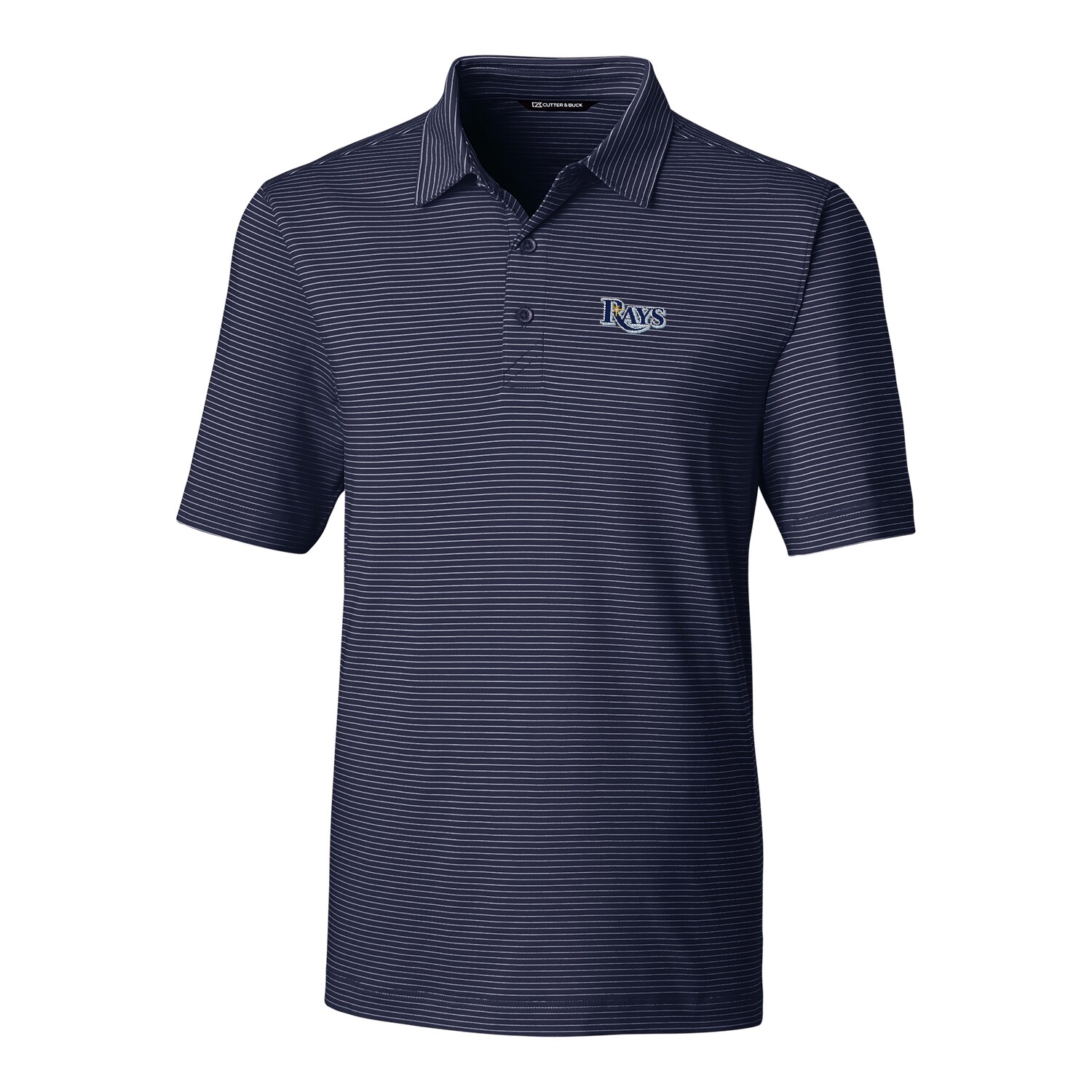 Men's Tampa Bay Rays Cutter & Buck Navy Big & Tall Forge Pencil Stripe Polo