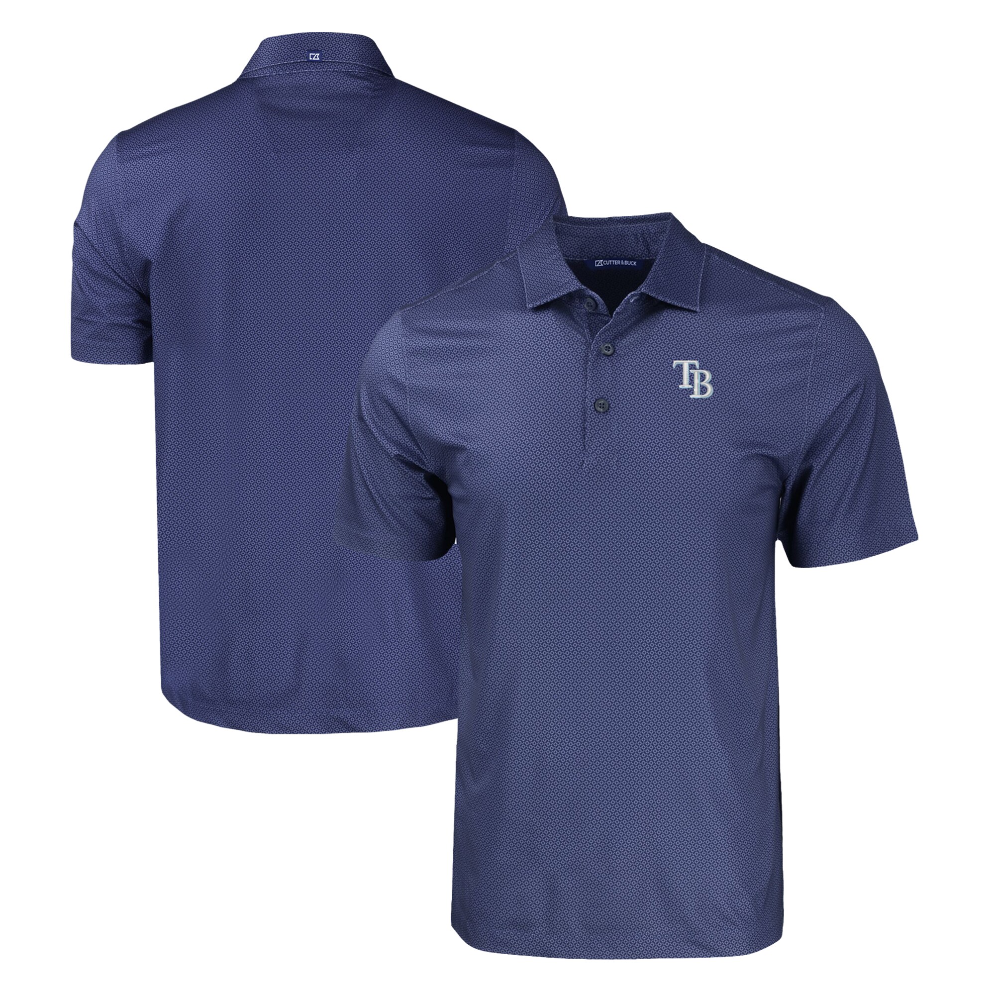 Men's Tampa Bay Rays  Cutter & Buck Navy Big & Tall Pike Eco Tonal Geo Print Stretch Recycled Polo