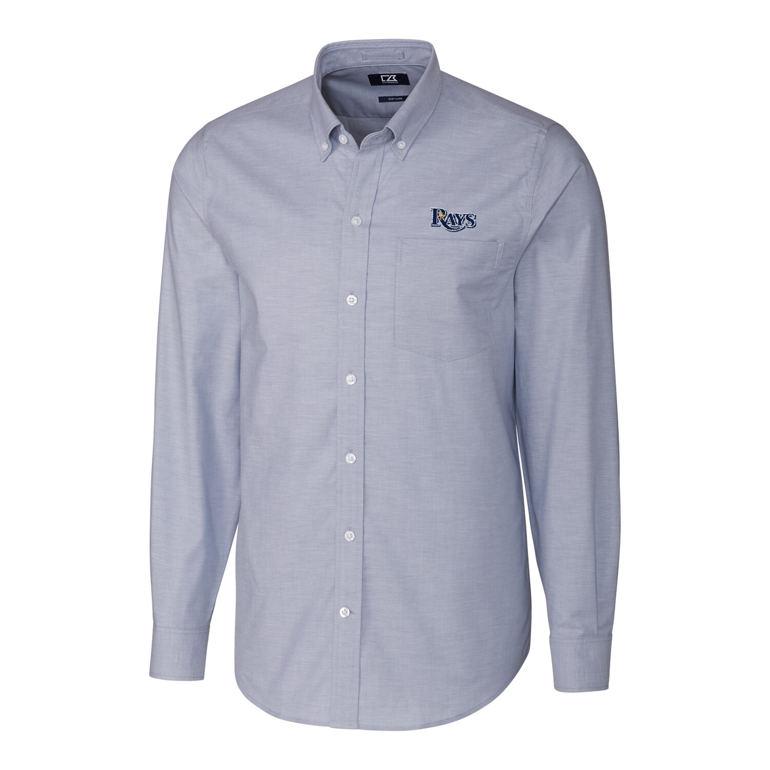 Men's Tampa Bay Rays Cutter & Buck Navy Big & Tall Stretch Oxford Long Sleeve Button-Down Shirt